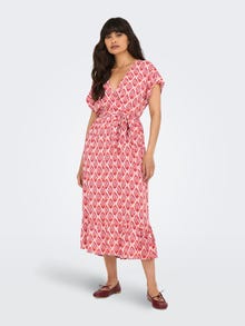 ONLY Tavapärane lõige V-kaelus Pikk kleit -Equestrian Red - 15357778