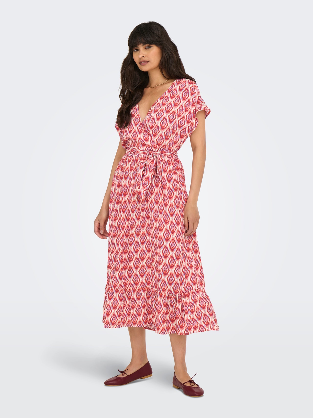 ONLY Tavapärane lõige V-kaelus Pikk kleit -Equestrian Red - 15357778