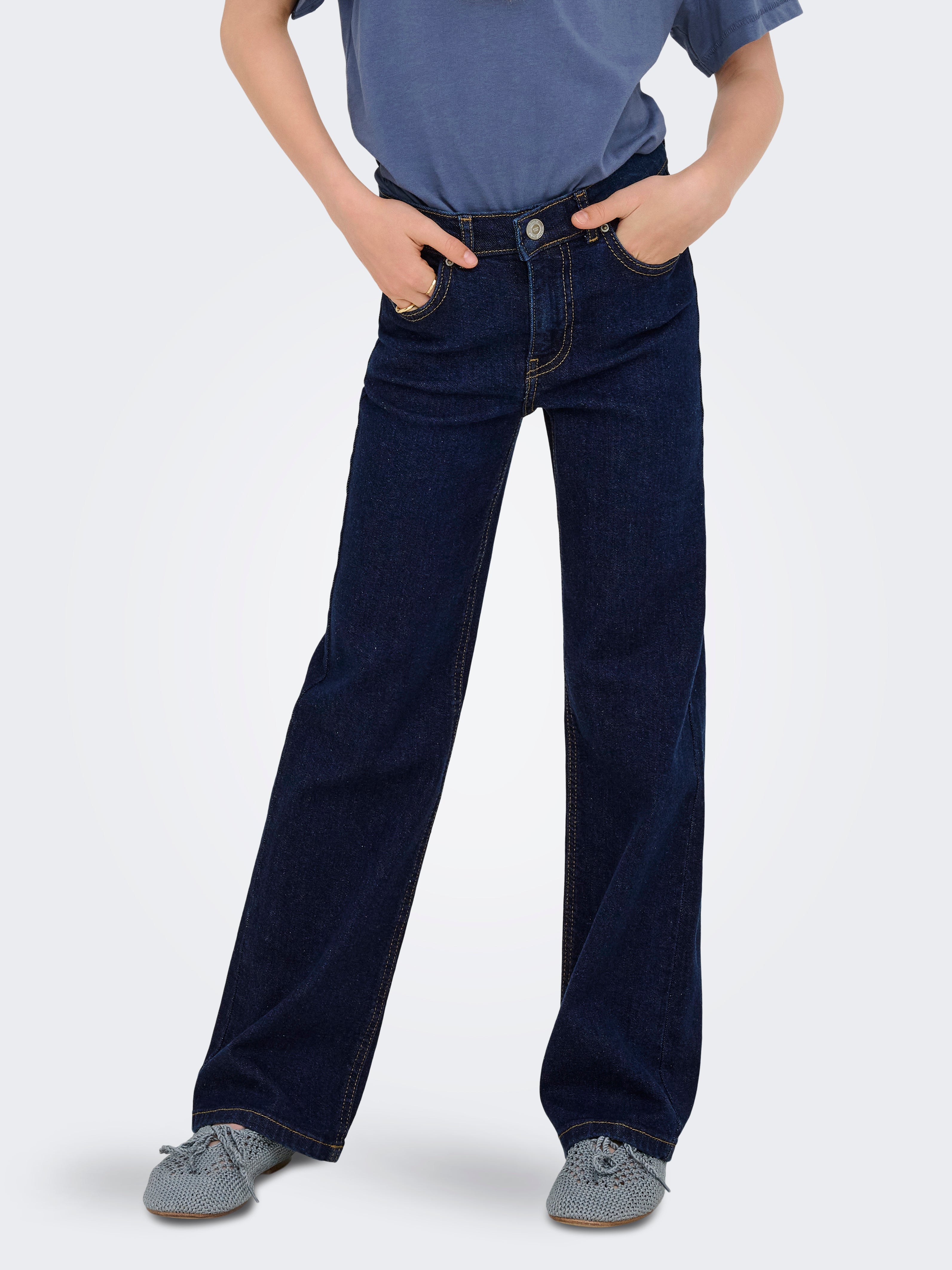 Kogjuicy Mittlere Taille Weiter Beinschnitt Jeans