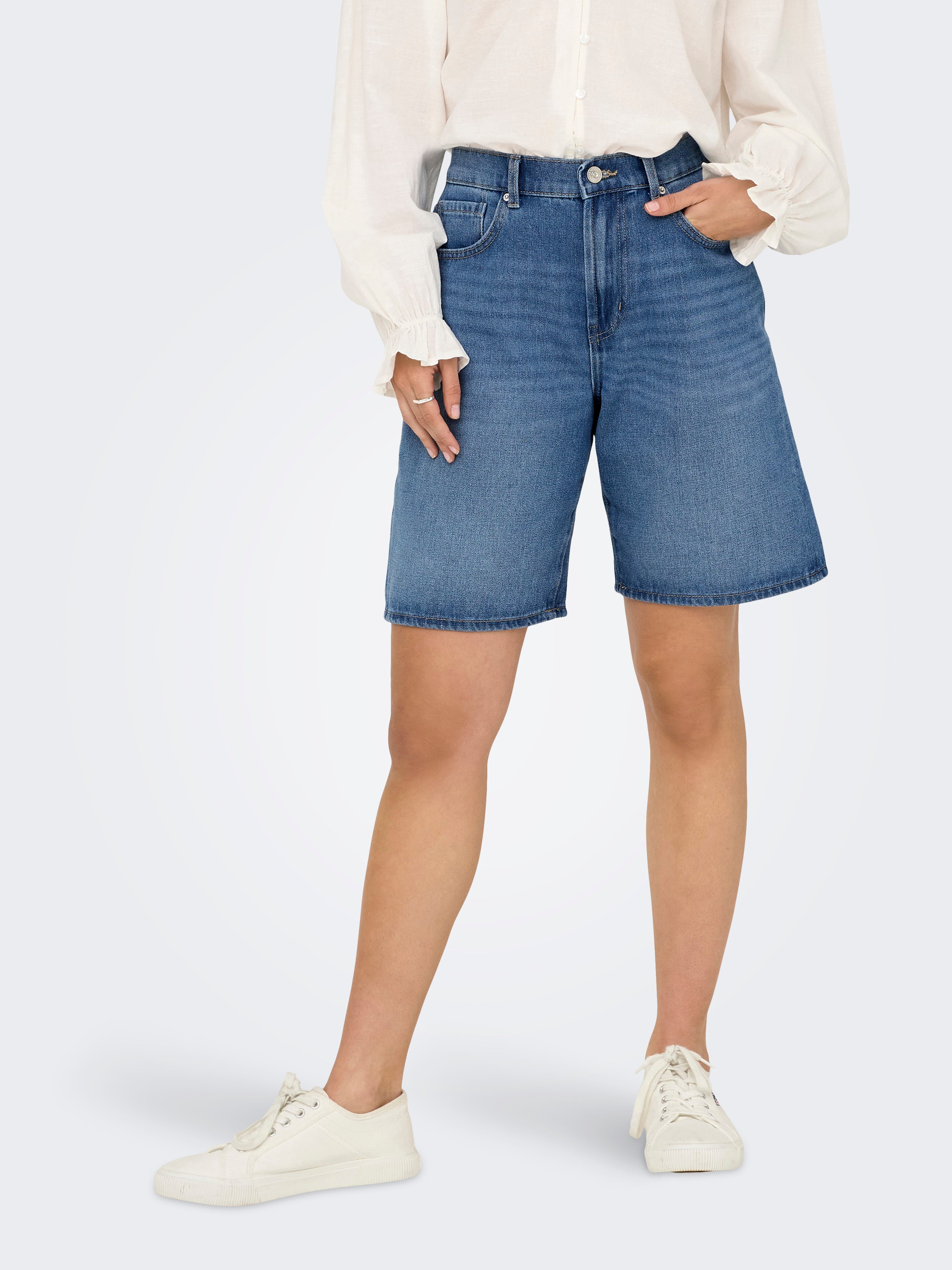Onlhope Hohe Taille Weiter Beinschnitt Jeans-shorts