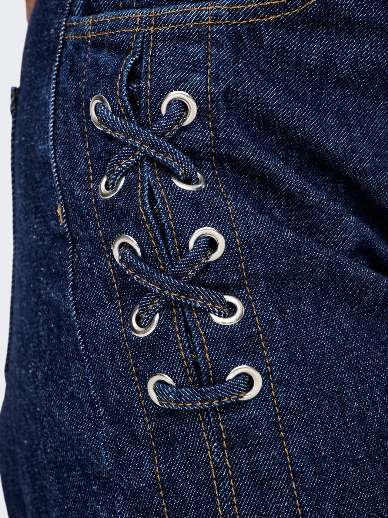 ONLY ONLCOBAIN Mid waist Wide Leg Fit Jeans -Dark Blue Denim - 15357933