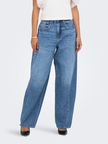 ONLY ONLHORSESHOE Mid waist Barrel Fit Jeans -Medium Blue Denim - 15357940