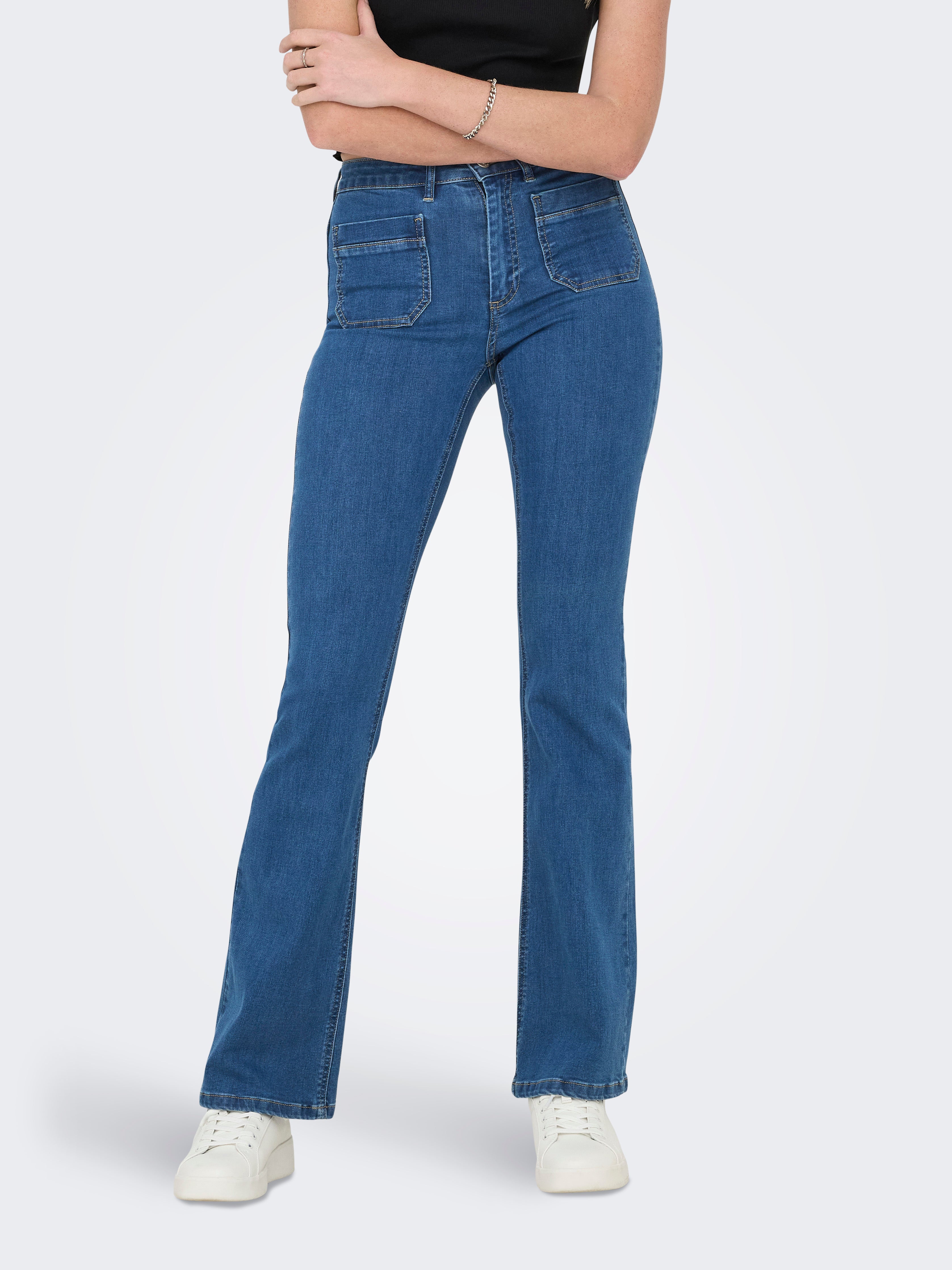 Thumbnail - Onlwauw Hohe Taille Ausgestellt Jeans