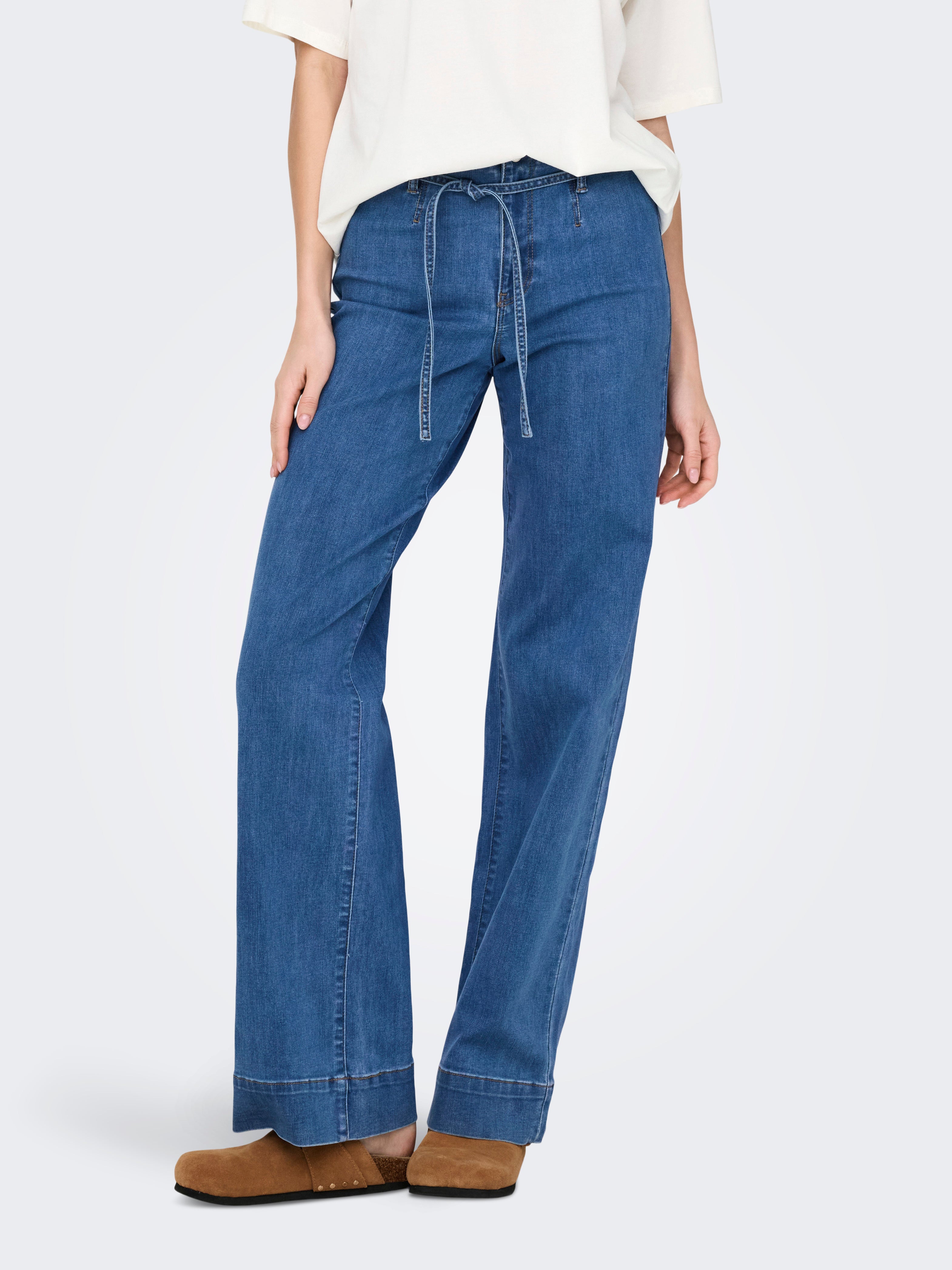 Onljuicy-wauw Hohe Taille Weiter Beinschnitt Jeans