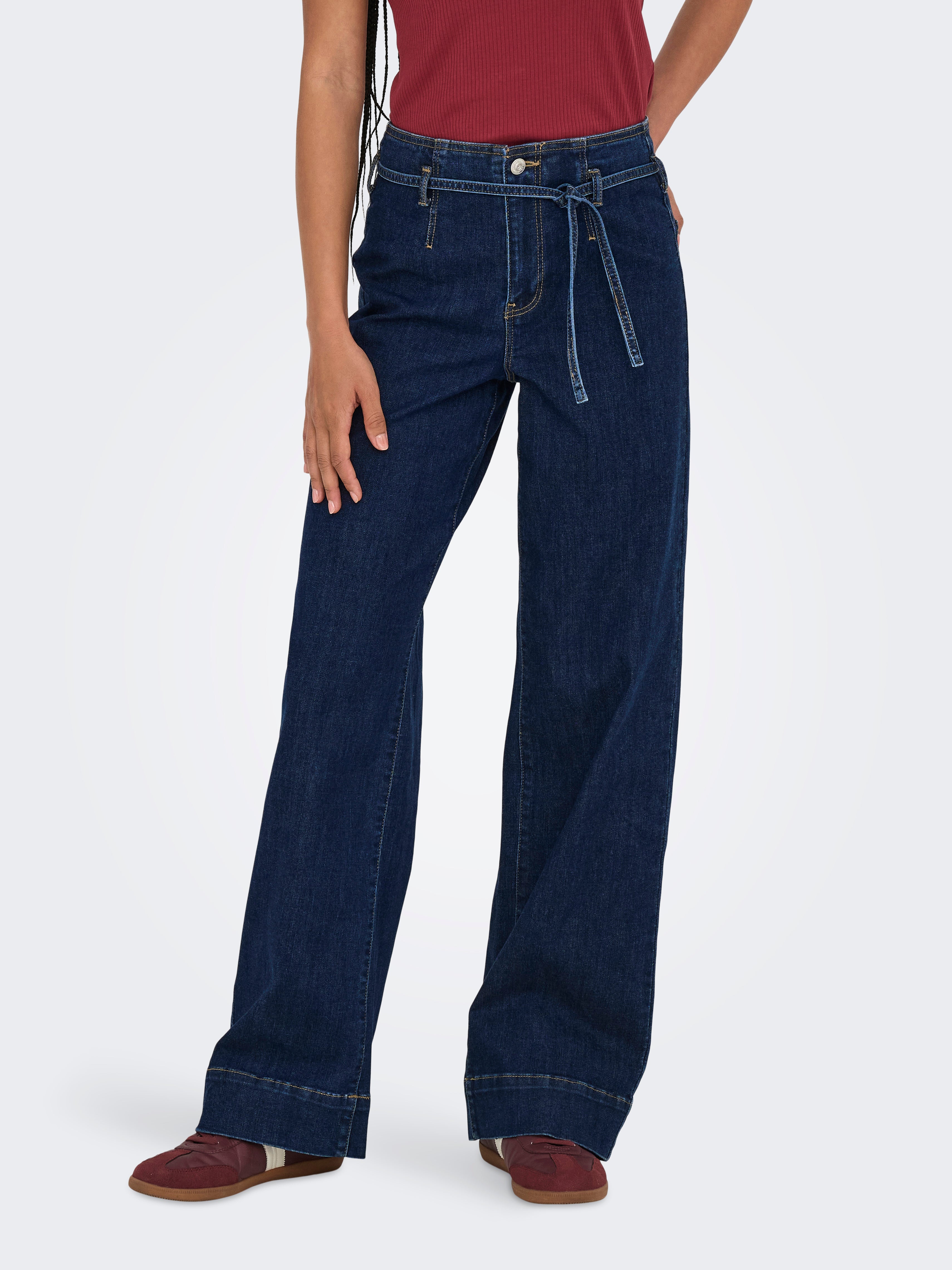 Onljuicy-wauw Hohe Taille Weiter Beinschnitt Jeans