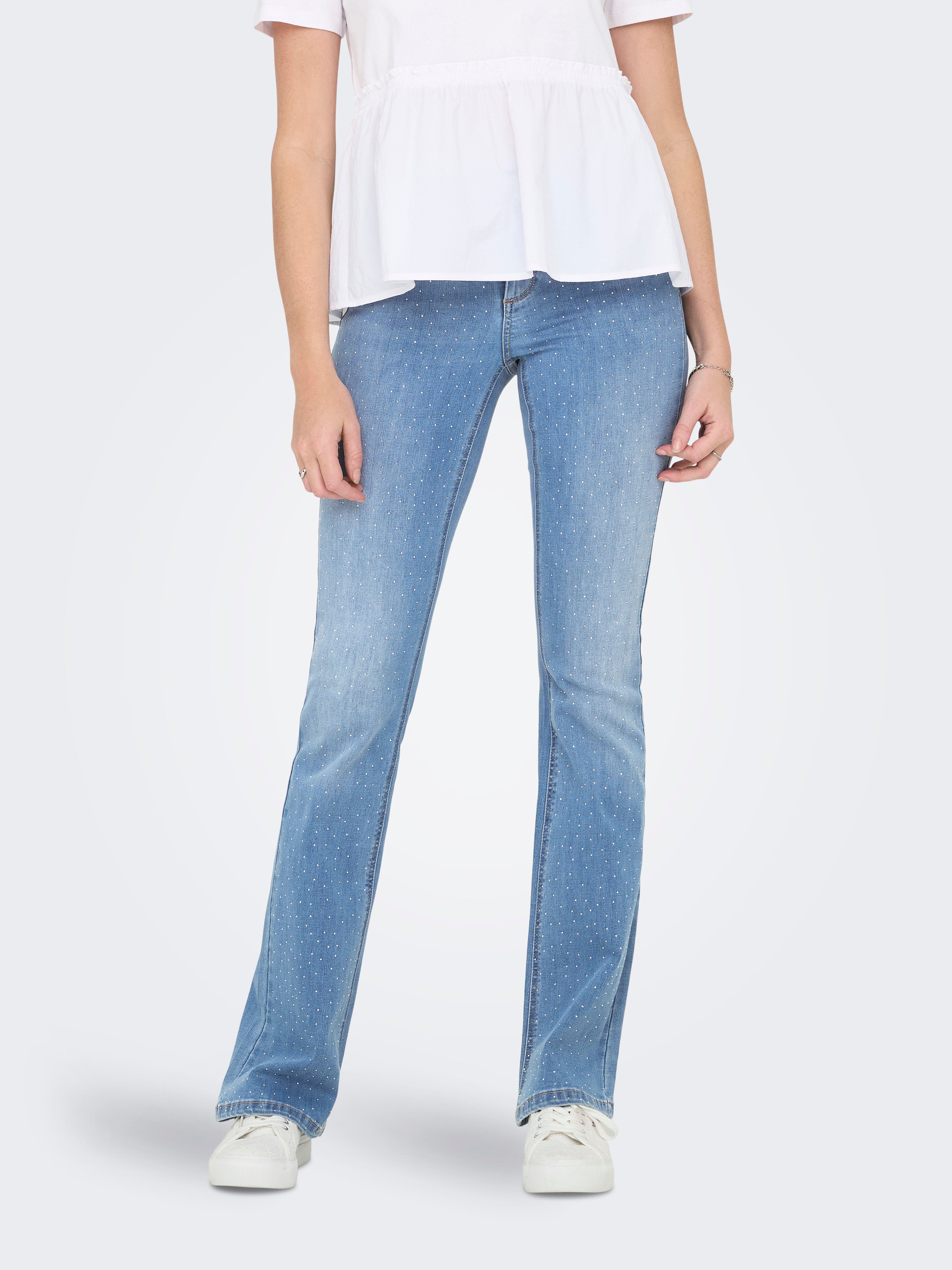 Onlwauw Mittlere Taille Ausgestellt Jeans