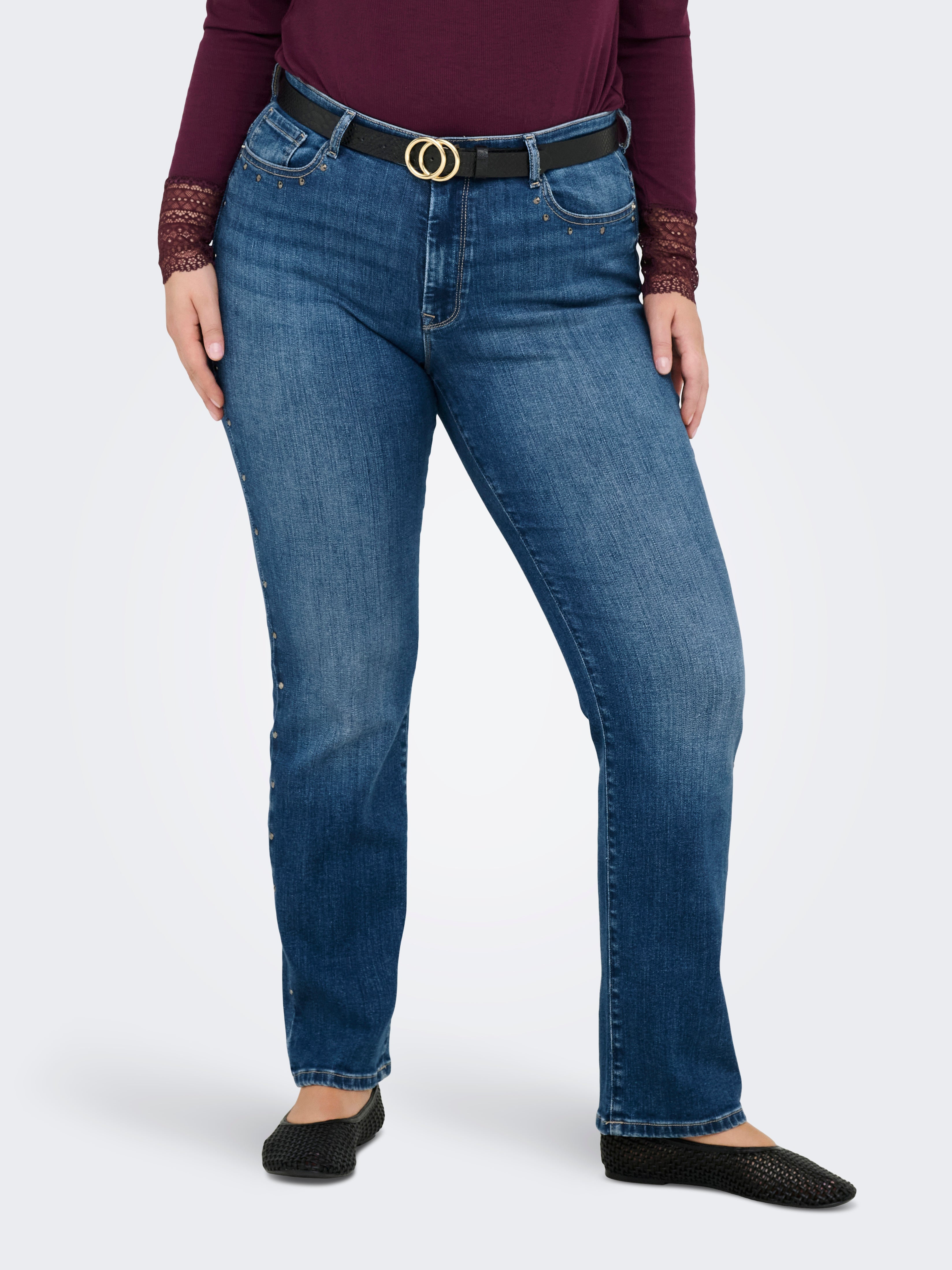 Carsui Mittlere Taille Slim Fit Knöchellang Jeans