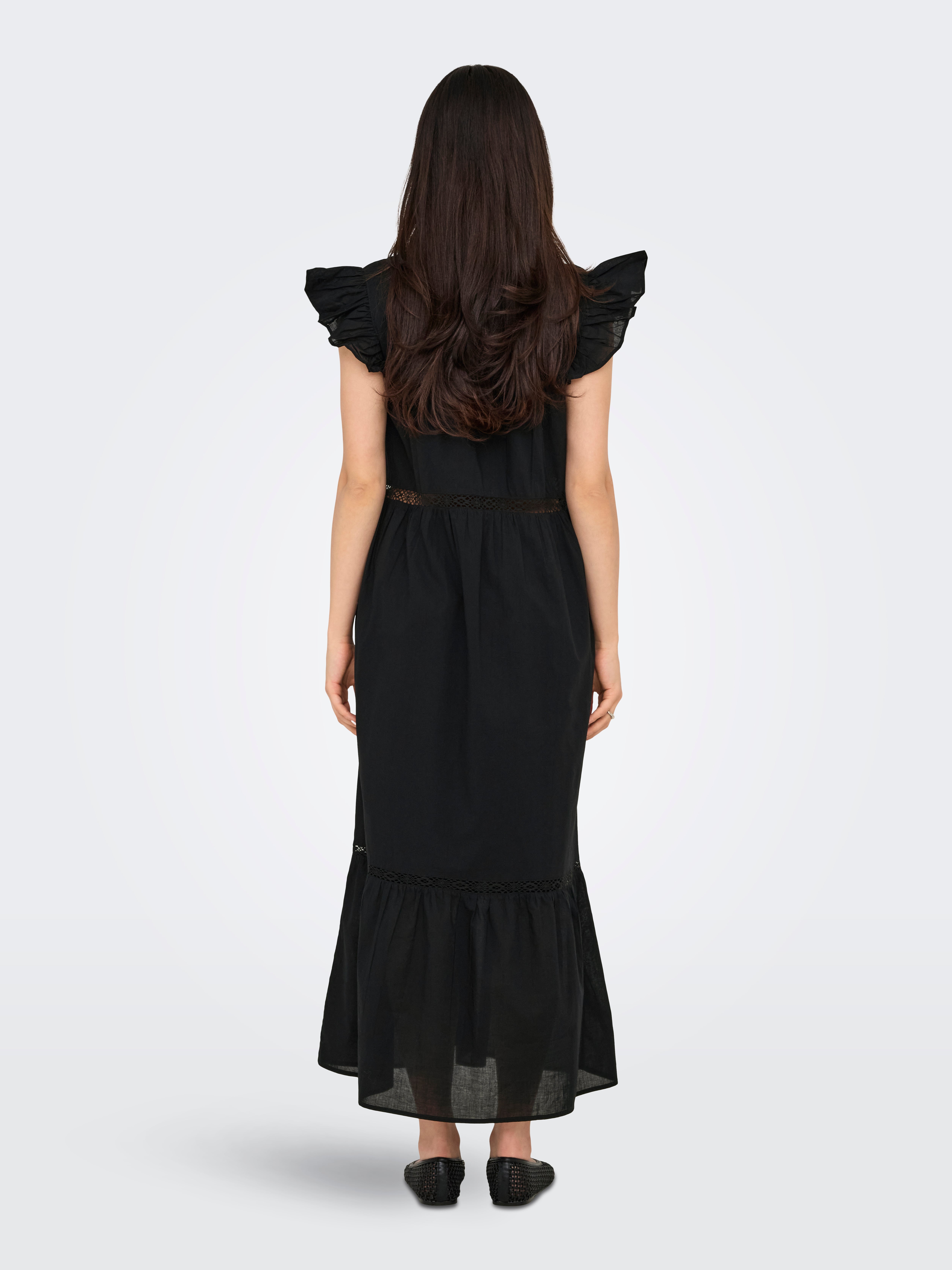 Vestido Largo ONLY Onlfallon - Cuello Redondo, Manga Corta, Corte Normal, Para Mujer Juvenil
