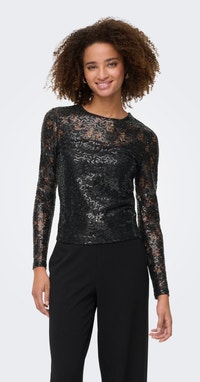 Freebird Top Tiana Ls Jer Lace Sequins 25 4 | Off white | Ronald Deurloo