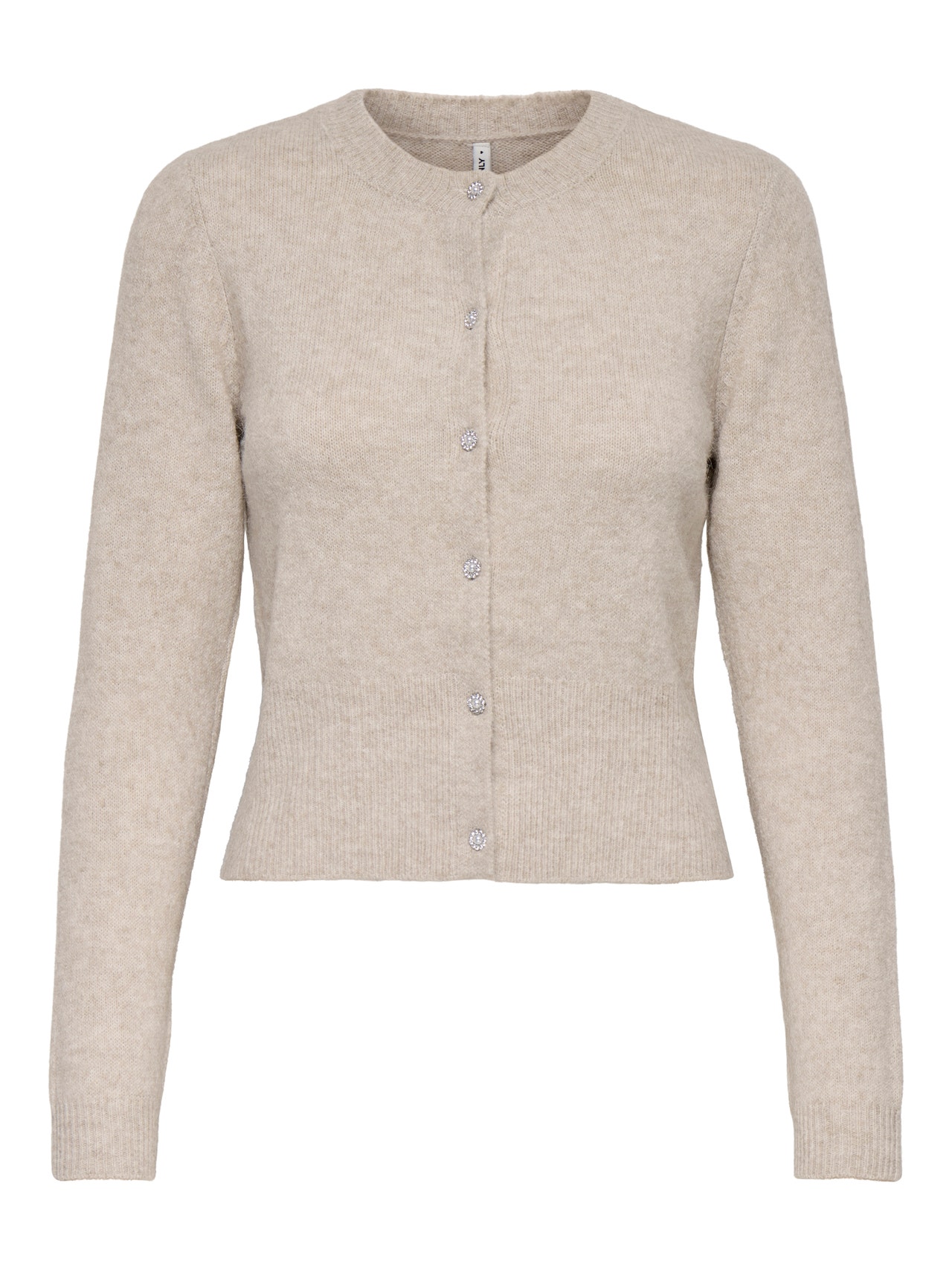 ONLY Redovno prianjanje O-vrat Rebraste lisice Pleteni kardigan -Pumice Stone - 15358548