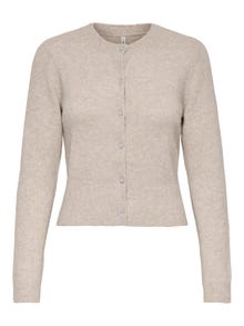 ONLY Redovno prianjanje O-vrat Rebraste lisice Pleteni kardigan -Pumice Stone - 15358548