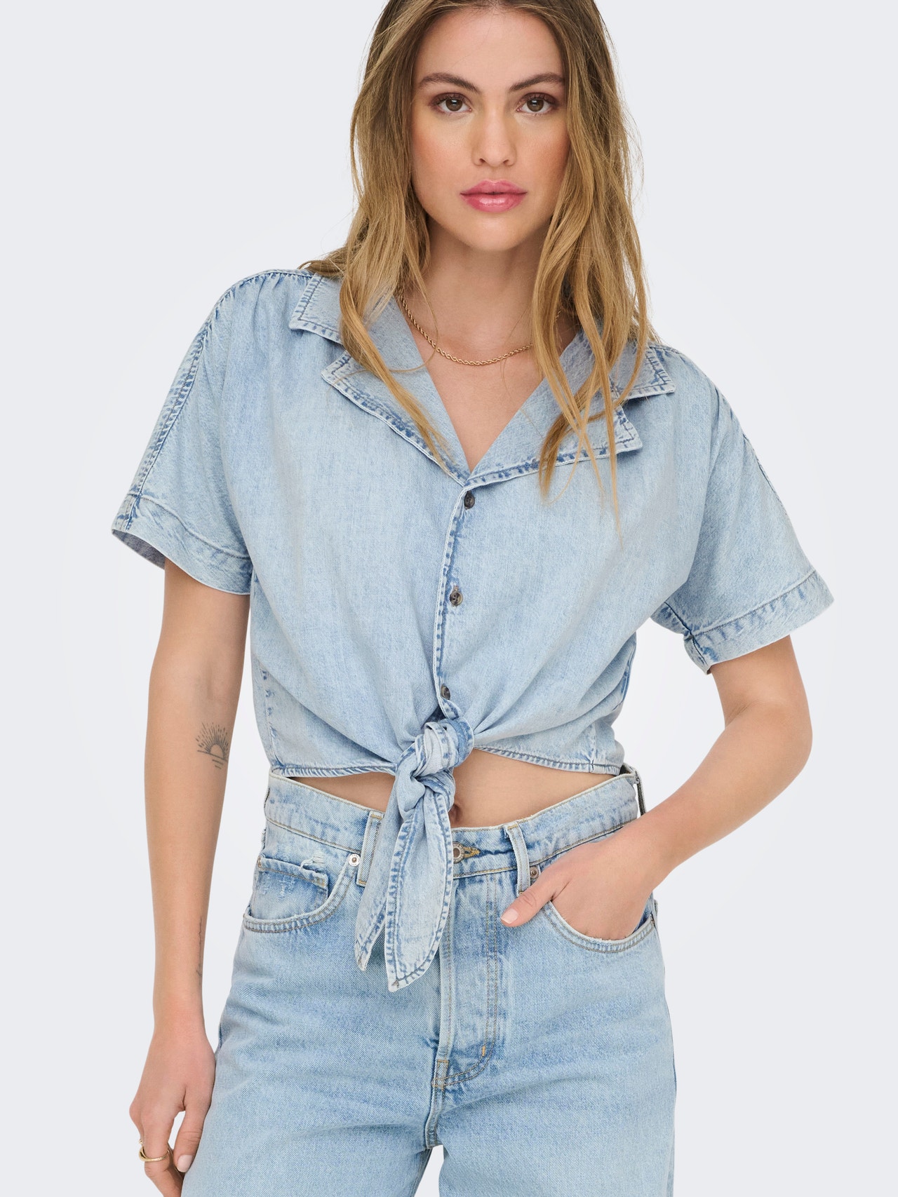 ONLY ONLPAULA Denimskjorte -Light Blue Denim - 15359080