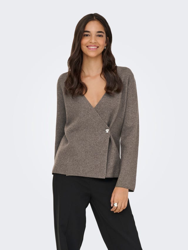 Cardigan Court Femme Jacqueline De Yong – Manches 3/4, Col En V – Tissu Doux Et Confortable
