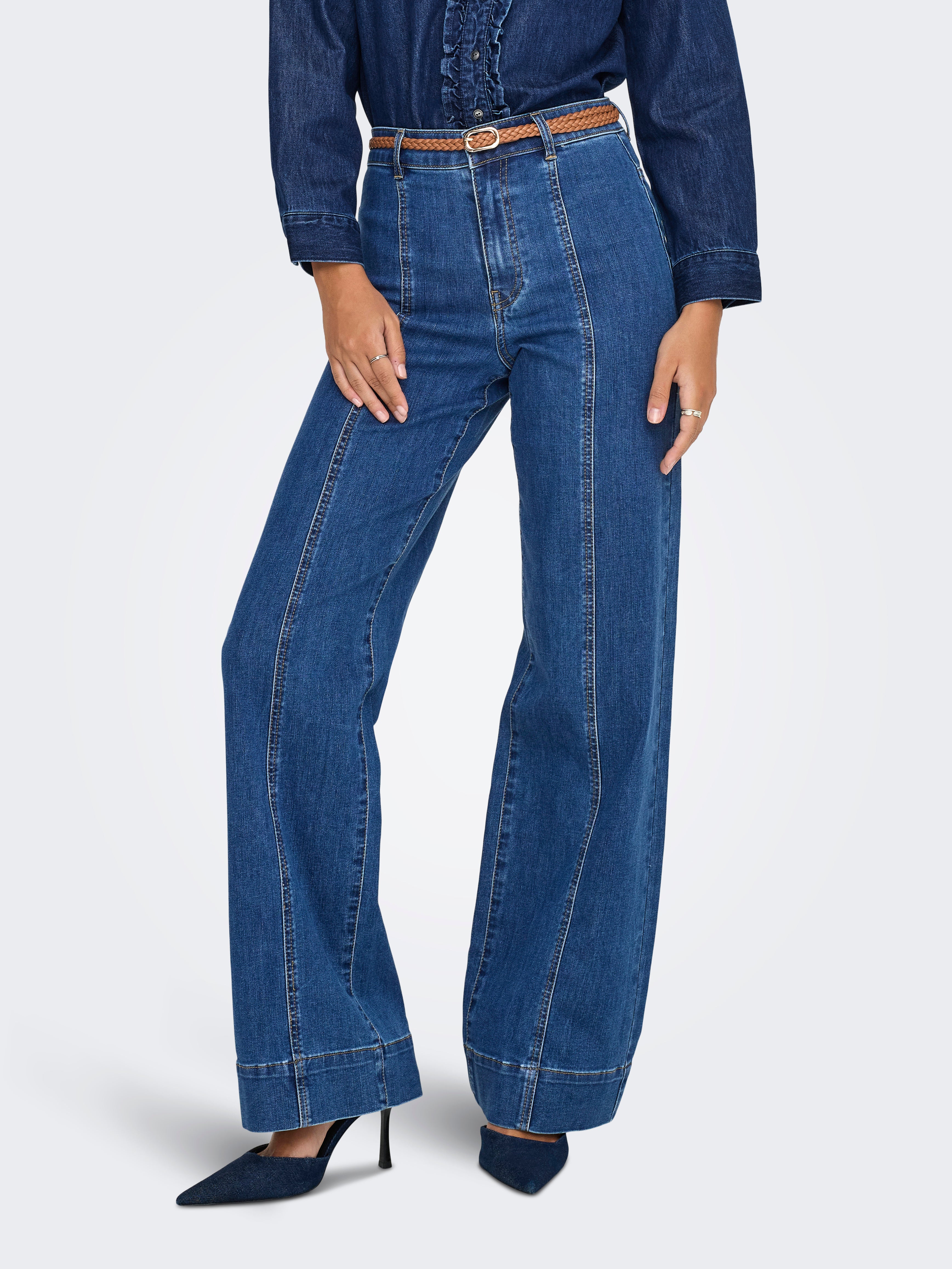 Onlmadison Hohe Taille Weiter Beinschnitt Jeans