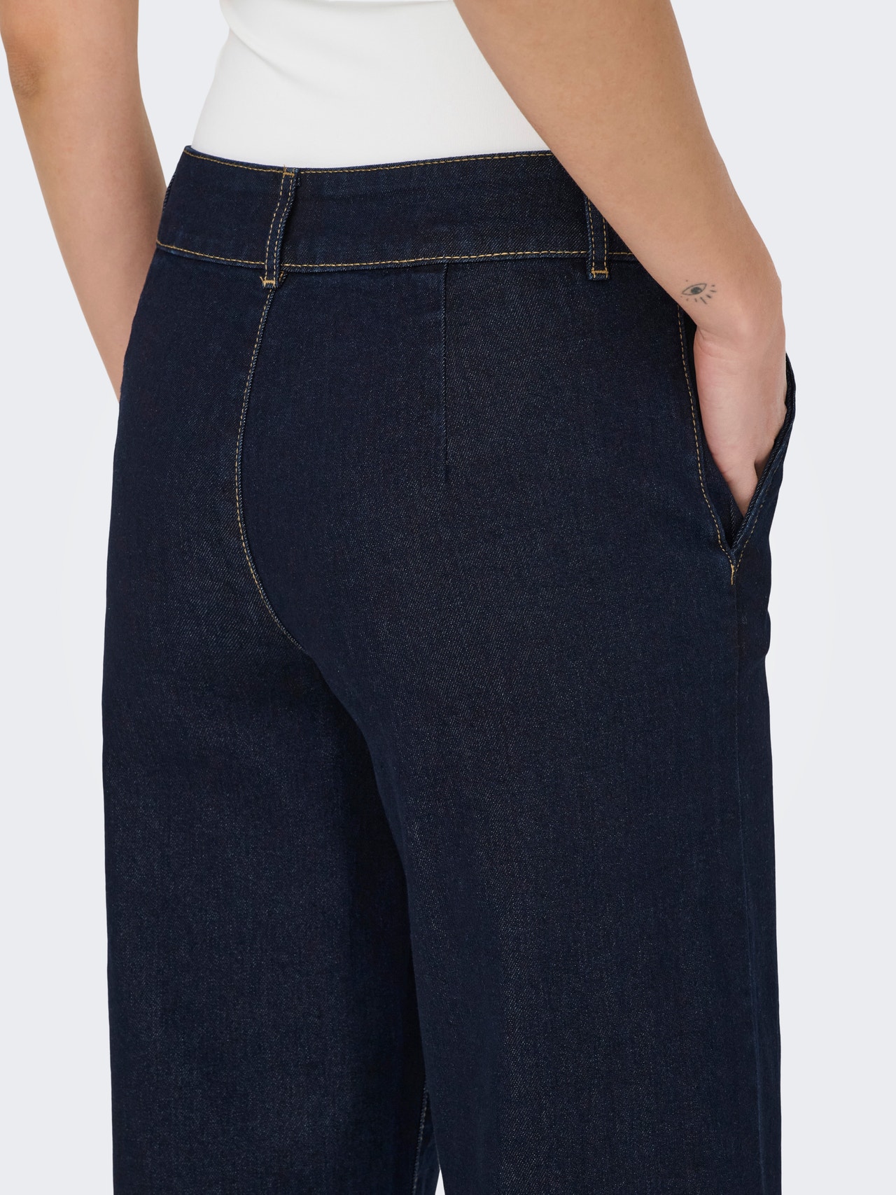 ONLY JDYGEGS High waist Wide Leg Fit Jeans -Dark Blue Denim - 15361550