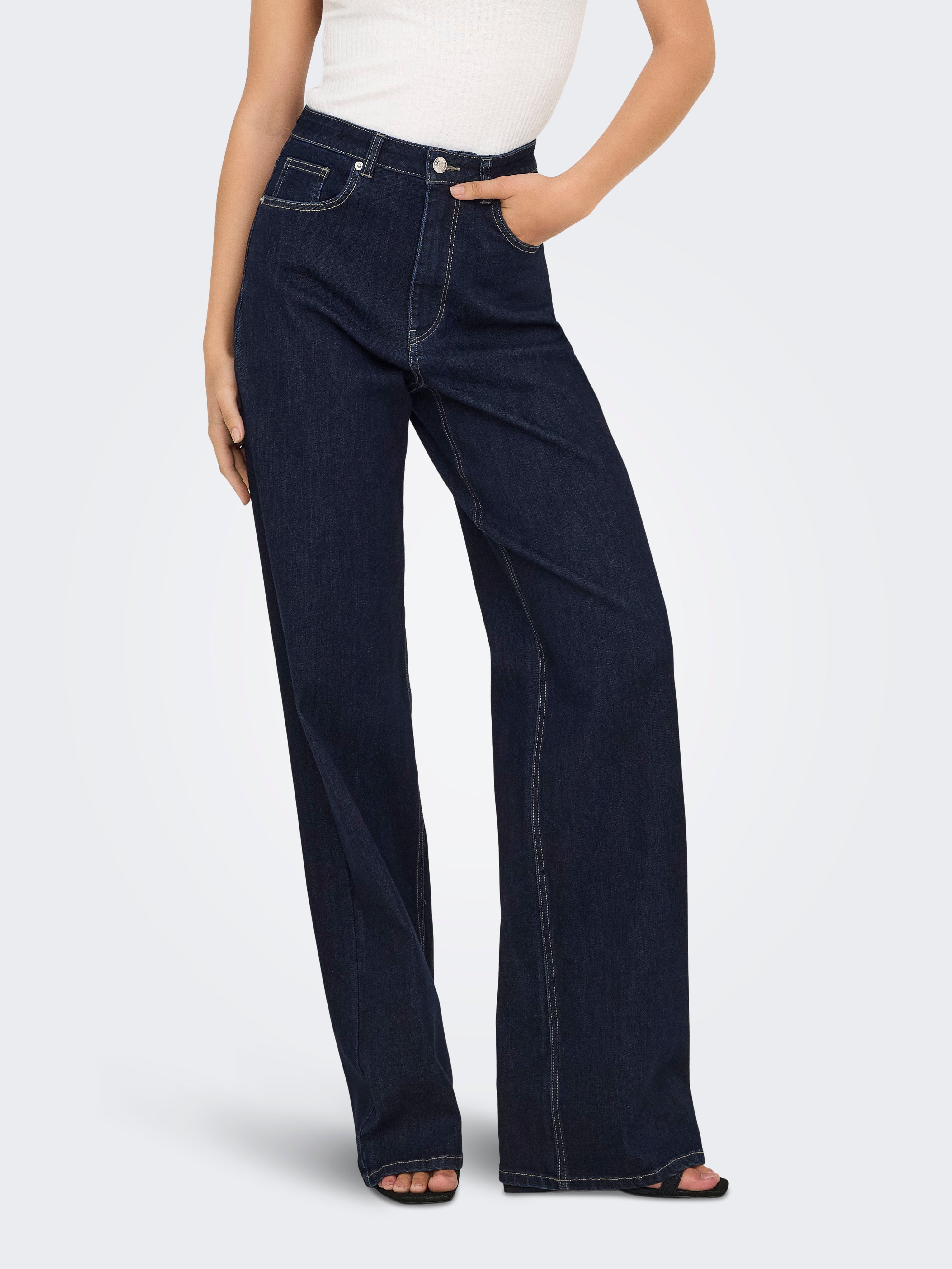 Onljuicy-wauw Hohe Taille Weiter Beinschnitt Jeans