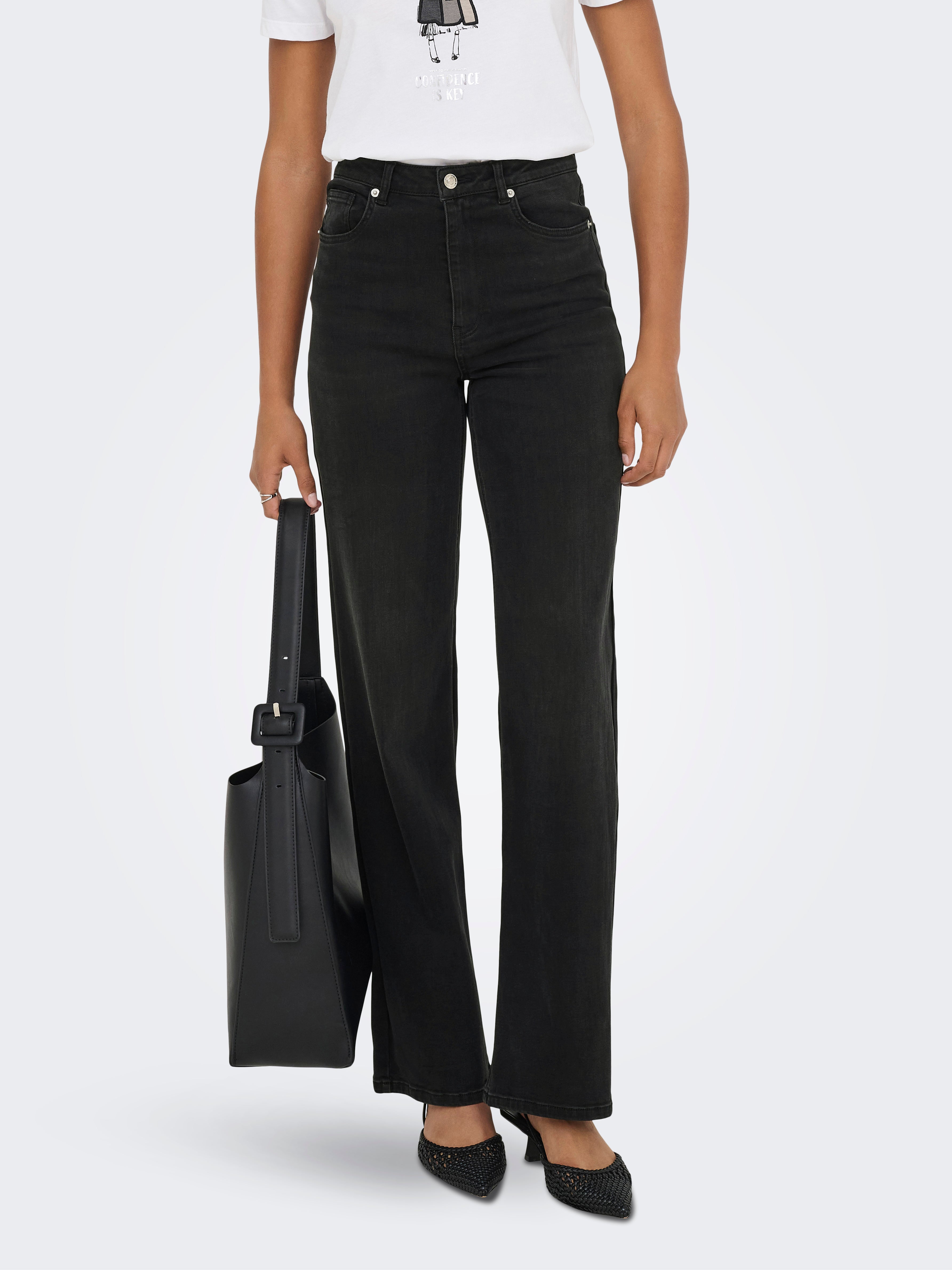 Onljuicy-wauw Hohe Taille Weiter Beinschnitt Jeans