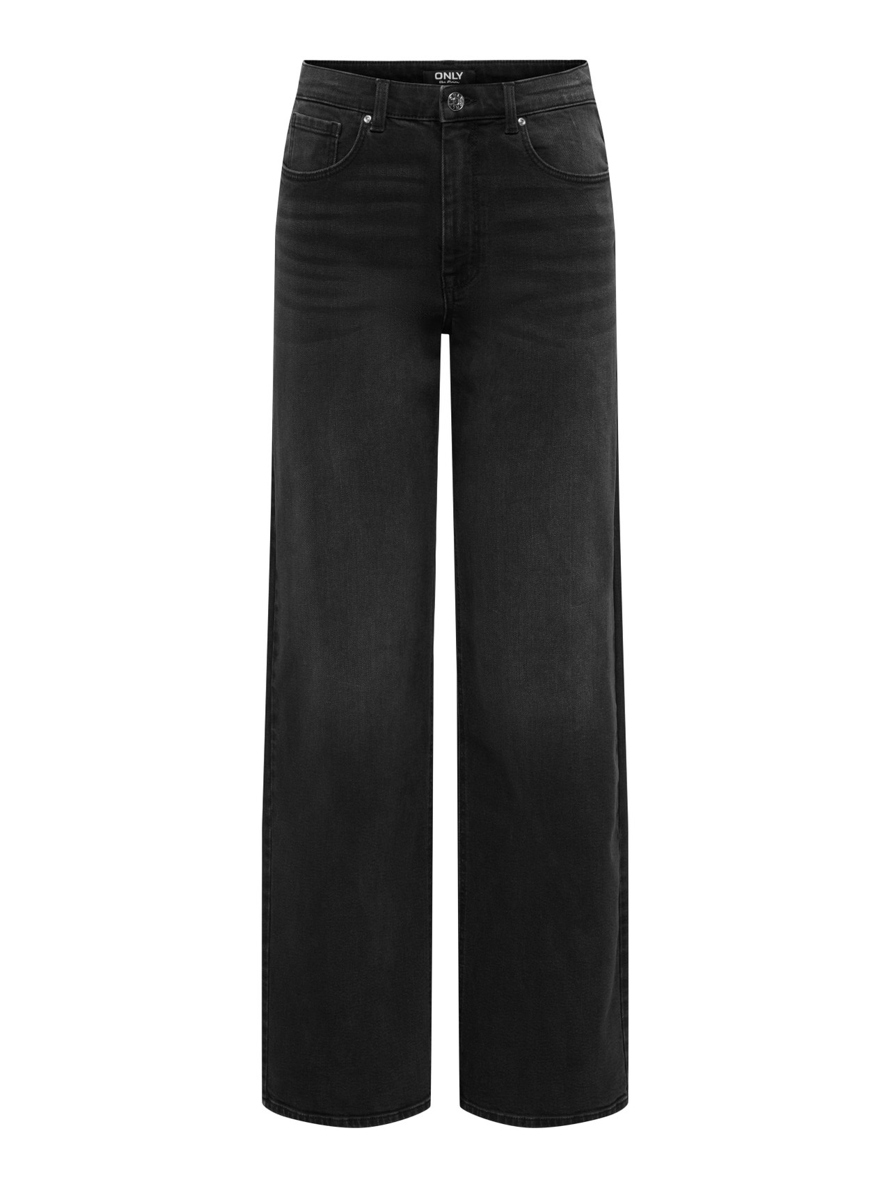ONLY ONLZENIA High waist Wide Leg Fit Jeans -Washed Black - 15361836