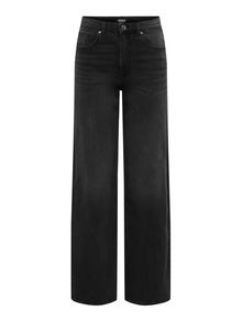 ONLY Plaša kāju piegulšana Augsts viduklis PETITE Džinsi -Washed Black - 15361836