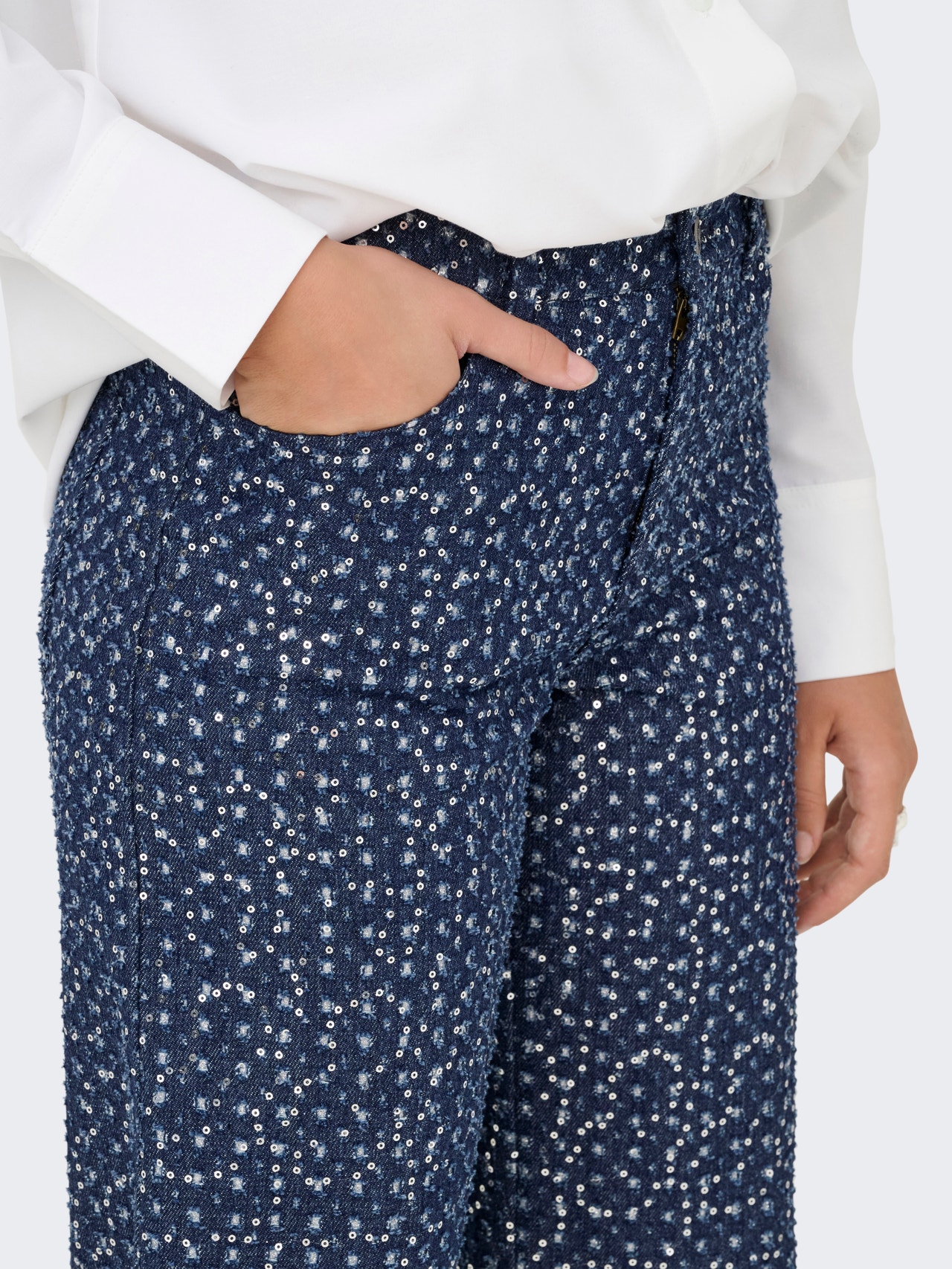 ONLY ONLEVITA Plačios klešnės Kelnės plačiomis klešnėmis -Dark Blue Denim - 15362397