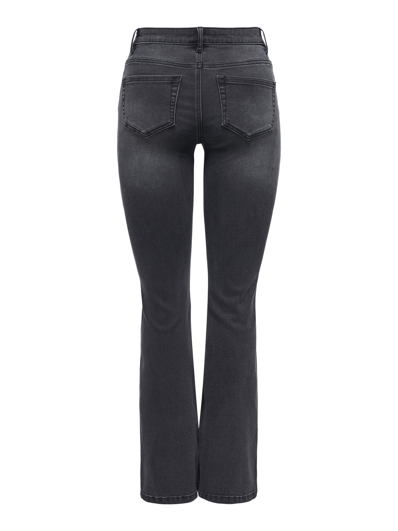 ONLY ONLWAUW Mid waist Flared Fit Jeans -Washed Black - 15362422