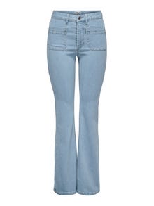 ONLY ONLWAUW Aukštas juosmuo Platėjantis kirpimas Džinsai -Light Blue Denim - 15362424