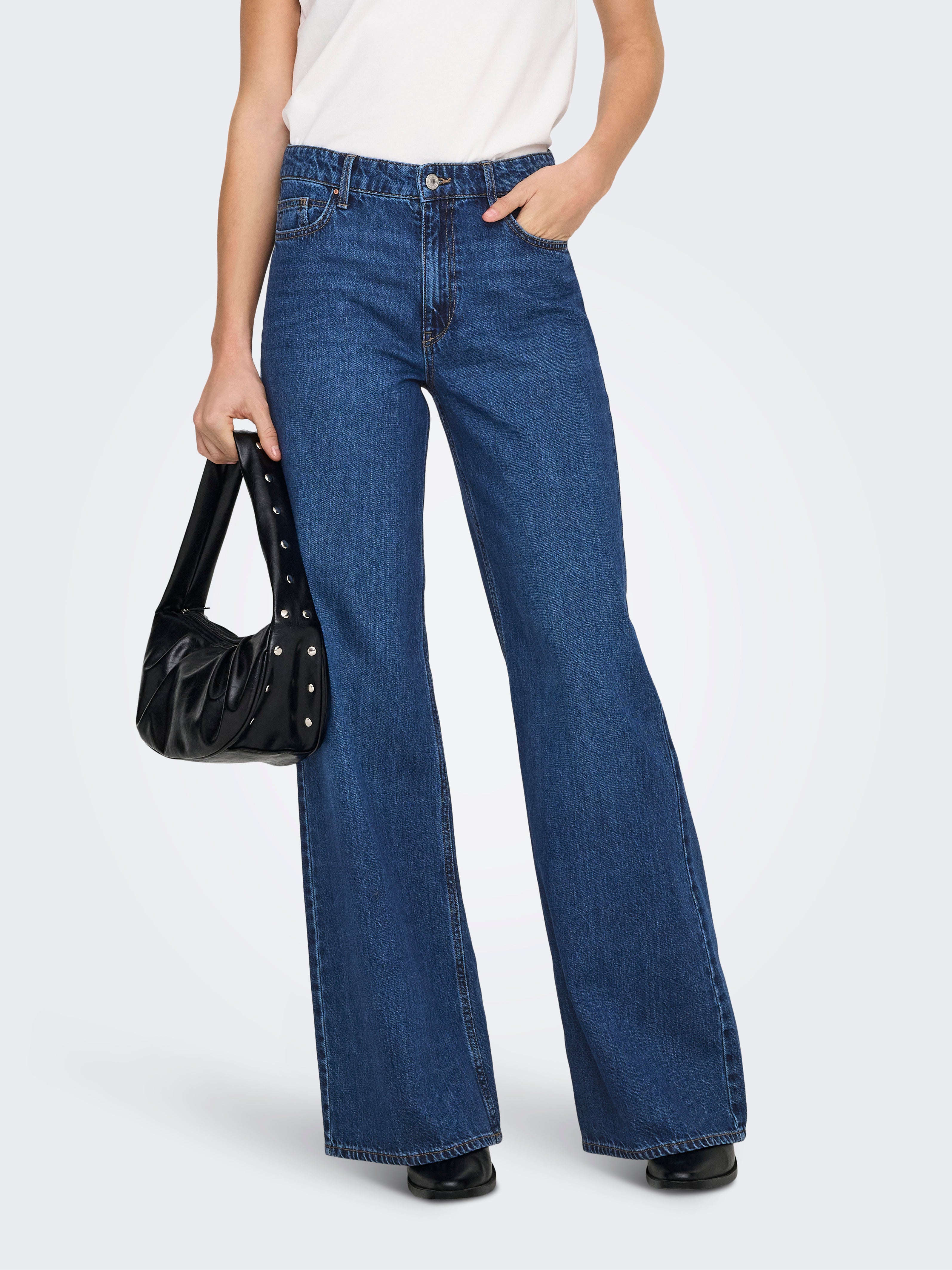 Onljemma Hohe Taille Weiter Beinschnitt Jeans