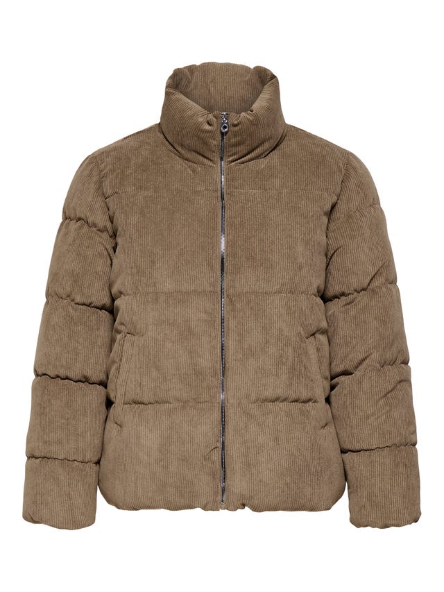 Vysoký stojaci golier Krivky Prešívaná bunda Medium Brown ONLY®