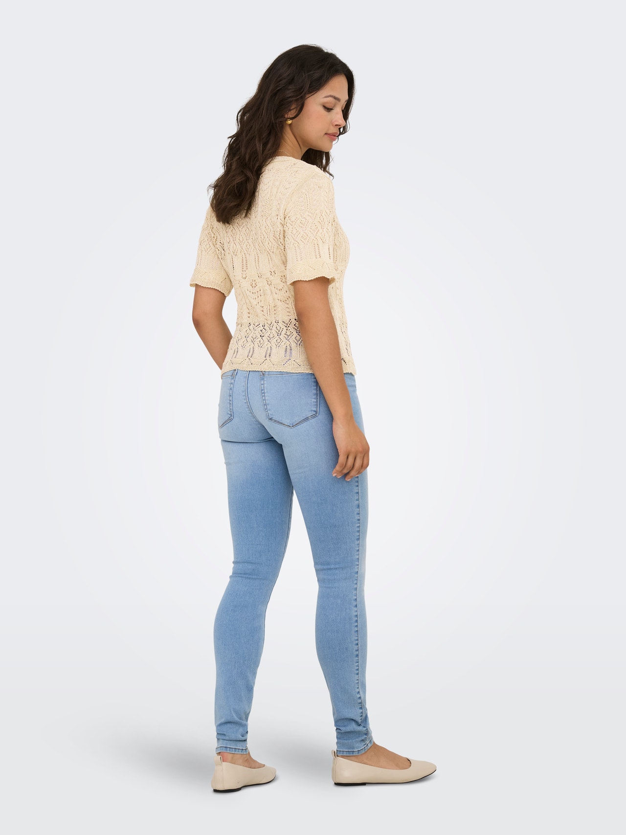 ONLY Tavapärane lõige V-kaelus Kootud topp -Cloud Dancer - 15364702