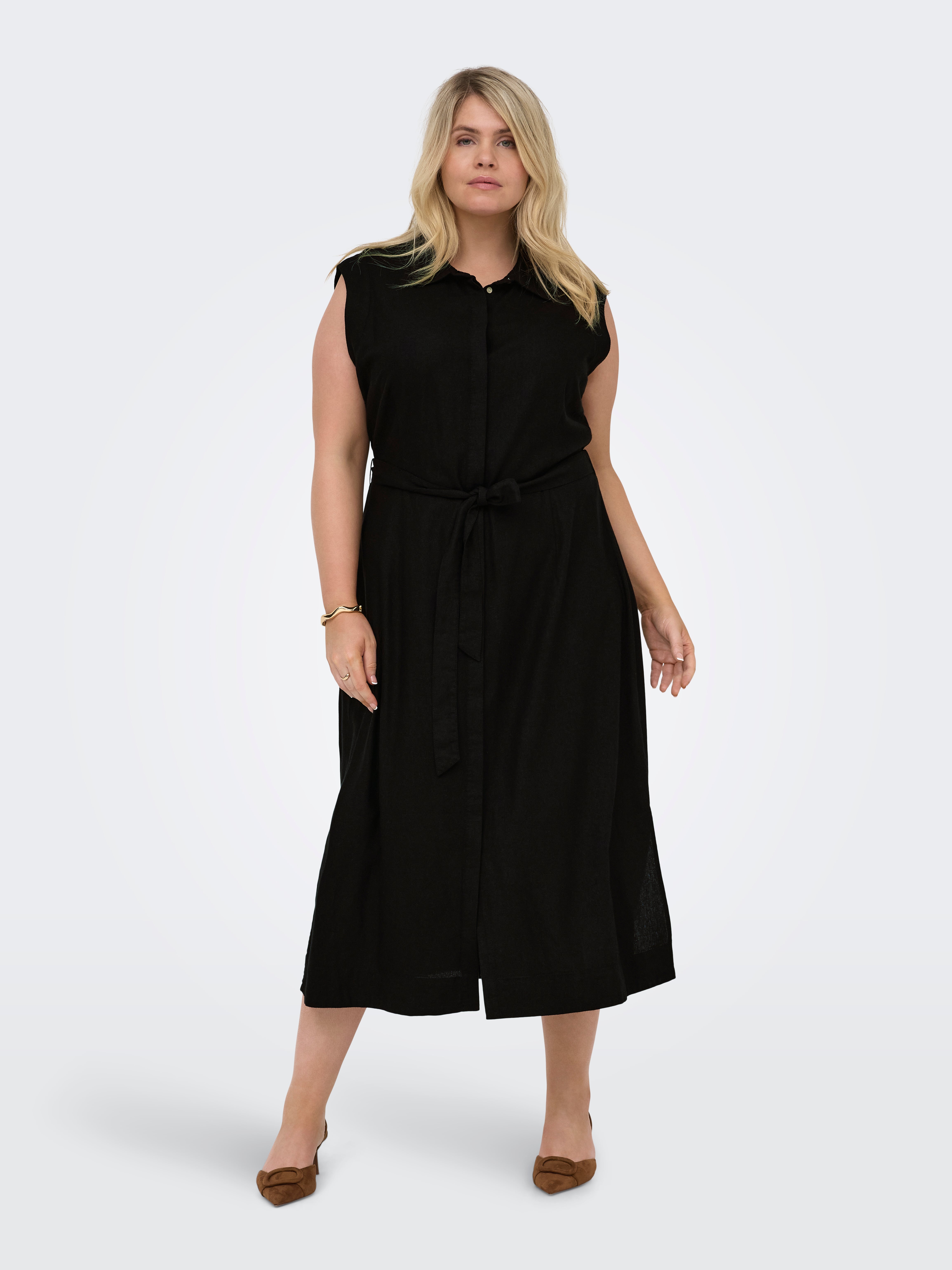 Cargoa Leinen Langes Kleid