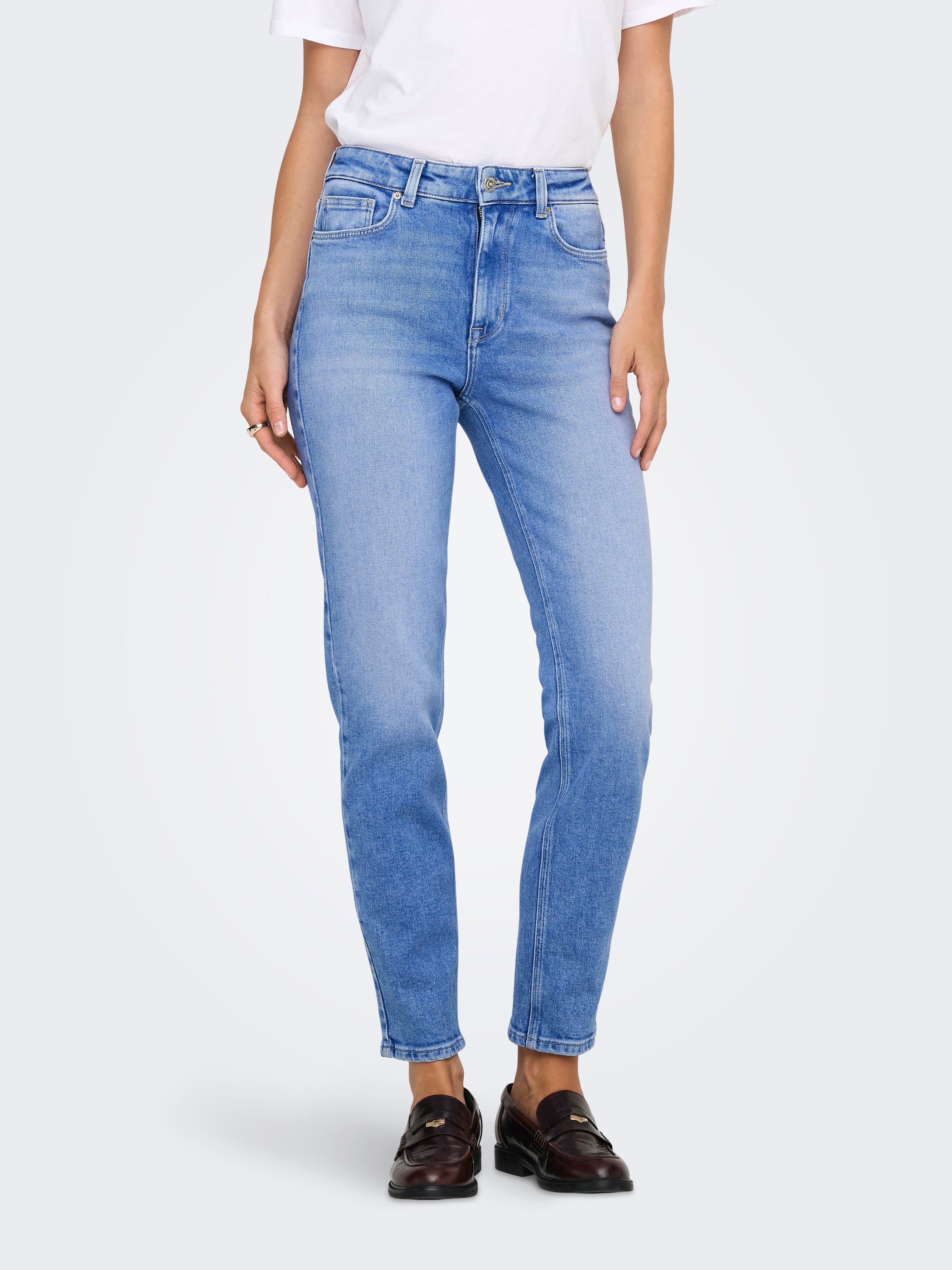 Onlemily Hohe Taille Gerade Geschnitten Jeans