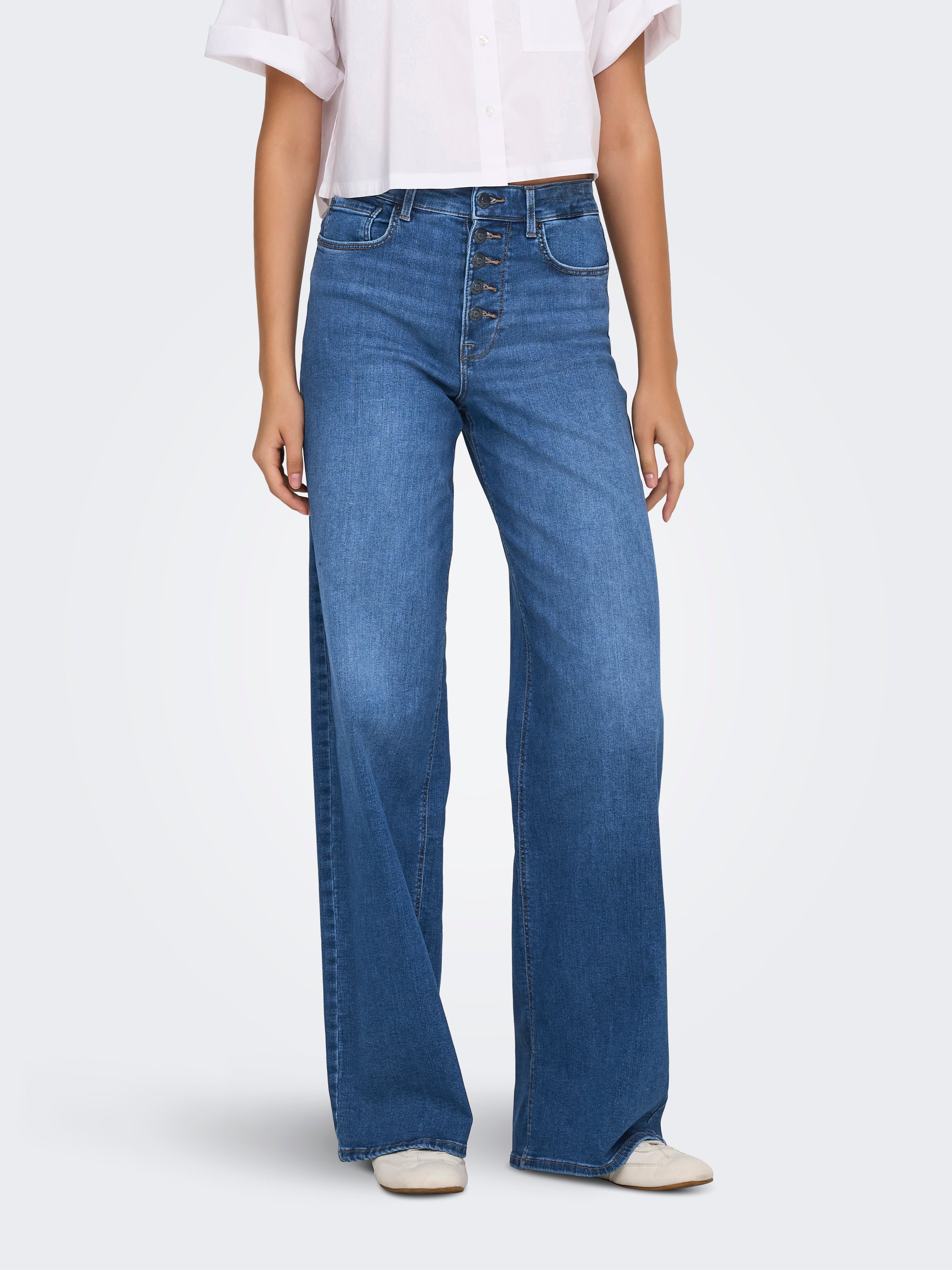 Onlmadison Hohe Taille Weiter Beinschnitt Jeans