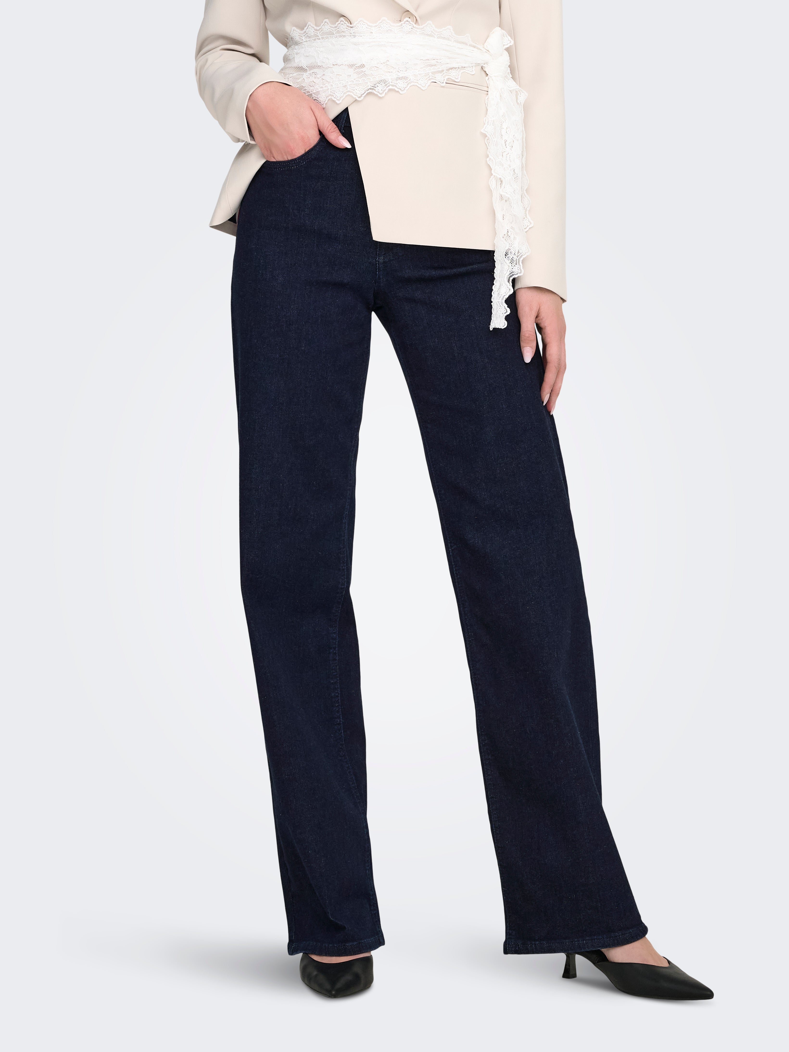 Onljuicyhigh Hohe Taille Weiter Beinschnitt Jeans