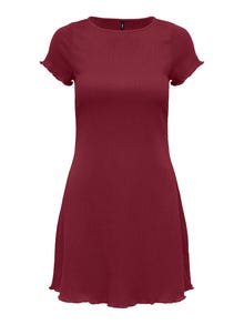 ONLY Redovno prianjanje O-vrat Kratka haljina -Ruby Wine - 15367542