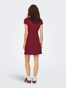 ONLY Redovno prianjanje O-vrat Kratka haljina -Ruby Wine - 15367542