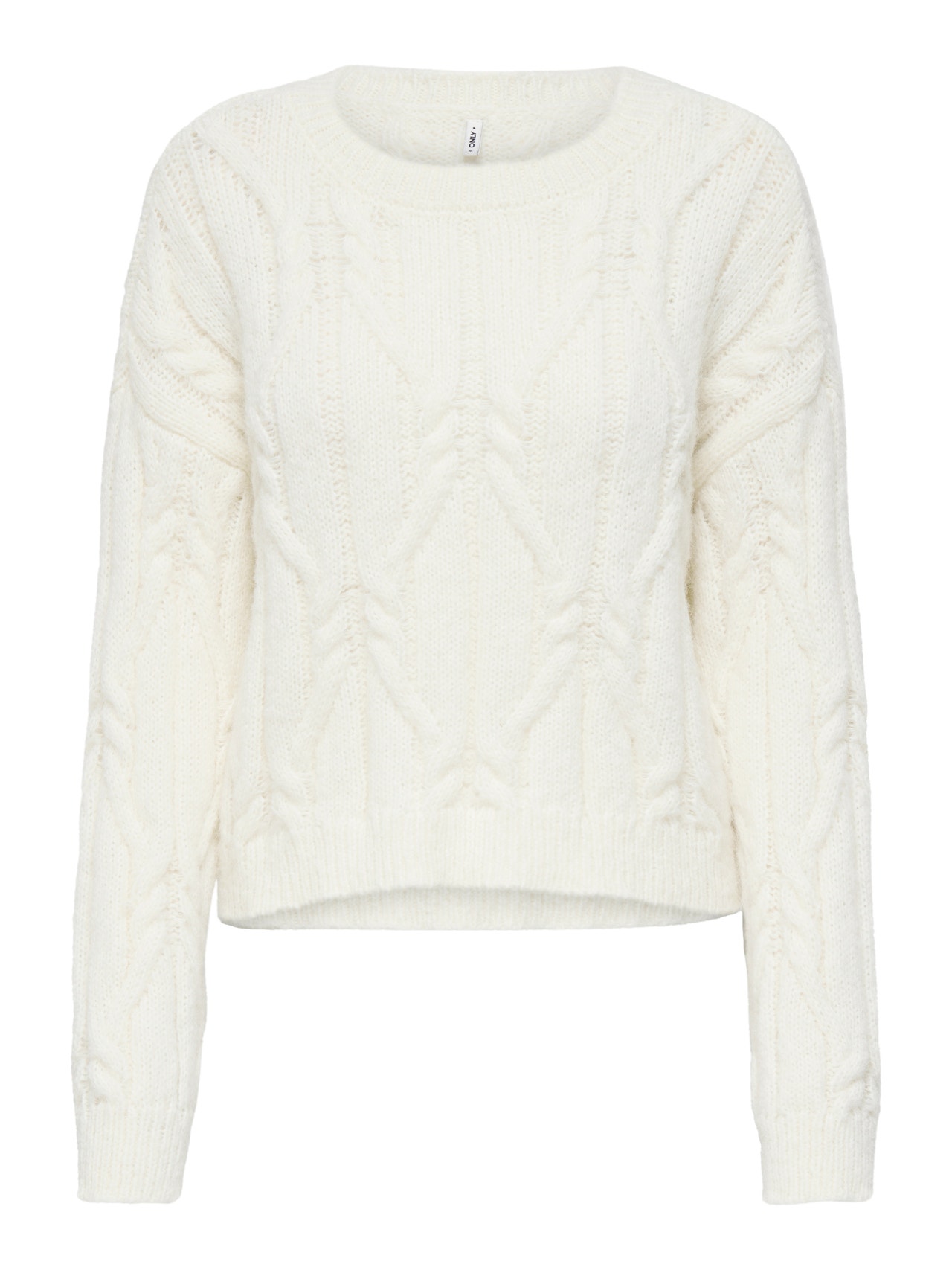 ONLY Regulāra piemērotība O-kakls Rievotas aproces Nokrituši pleci Pulovers -Cloud Dancer - 15367771