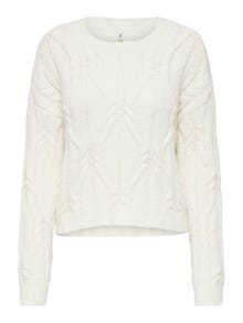 ONLY Regulāra piemērotība O-kakls Rievotas aproces Nokrituši pleci Pulovers -Cloud Dancer - 15367771