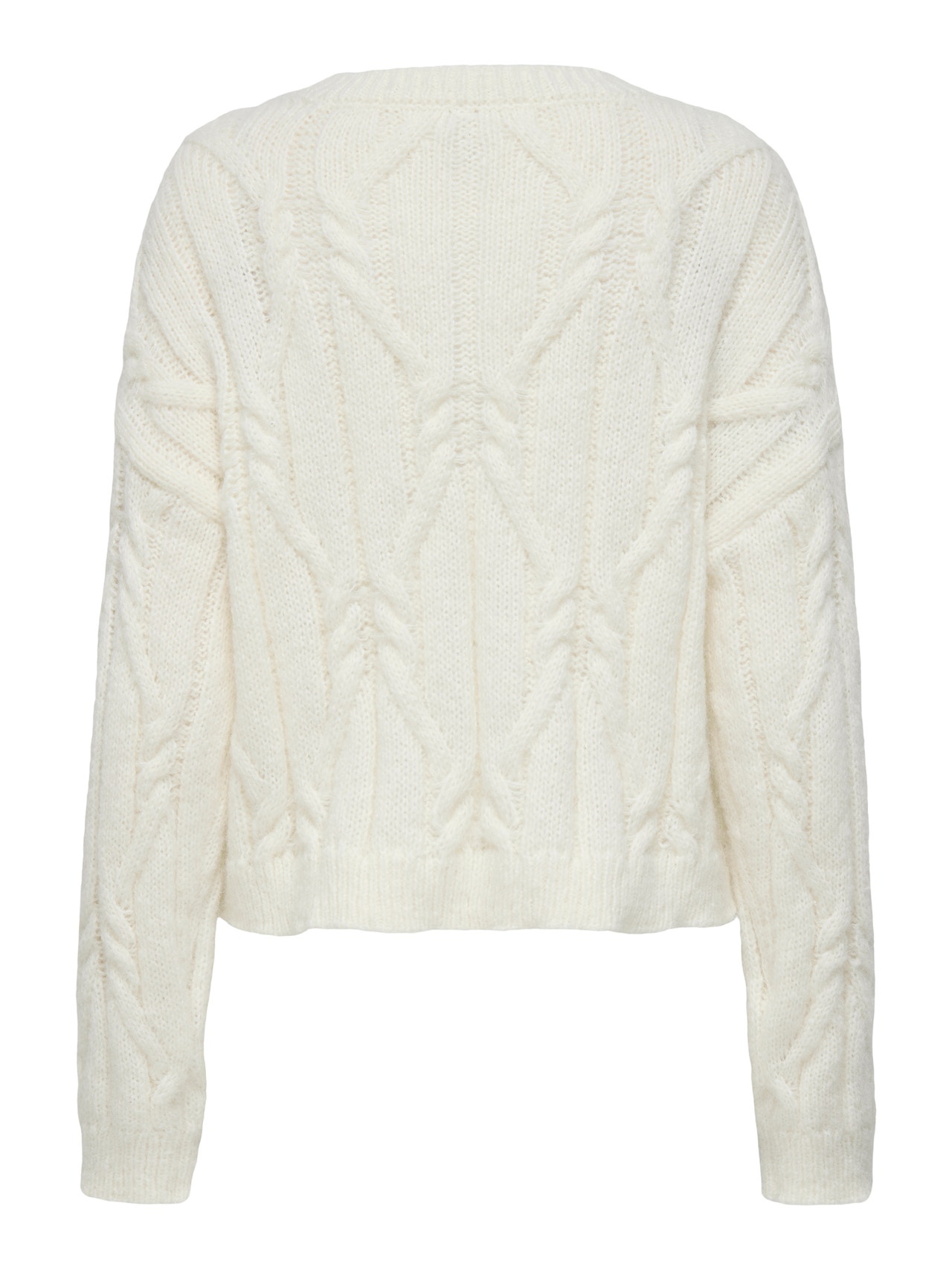 ONLY Regulāra piemērotība O-kakls Rievotas aproces Nokrituši pleci Pulovers -Cloud Dancer - 15367771