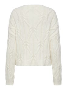 ONLY Regulāra piemērotība O-kakls Rievotas aproces Nokrituši pleci Pulovers -Cloud Dancer - 15367771