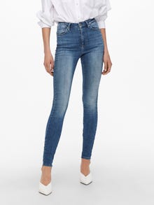 ONLY ONLFOREVER Vysoký pas Skinny Fit Džíny -Medium Blue Denim - 15369344