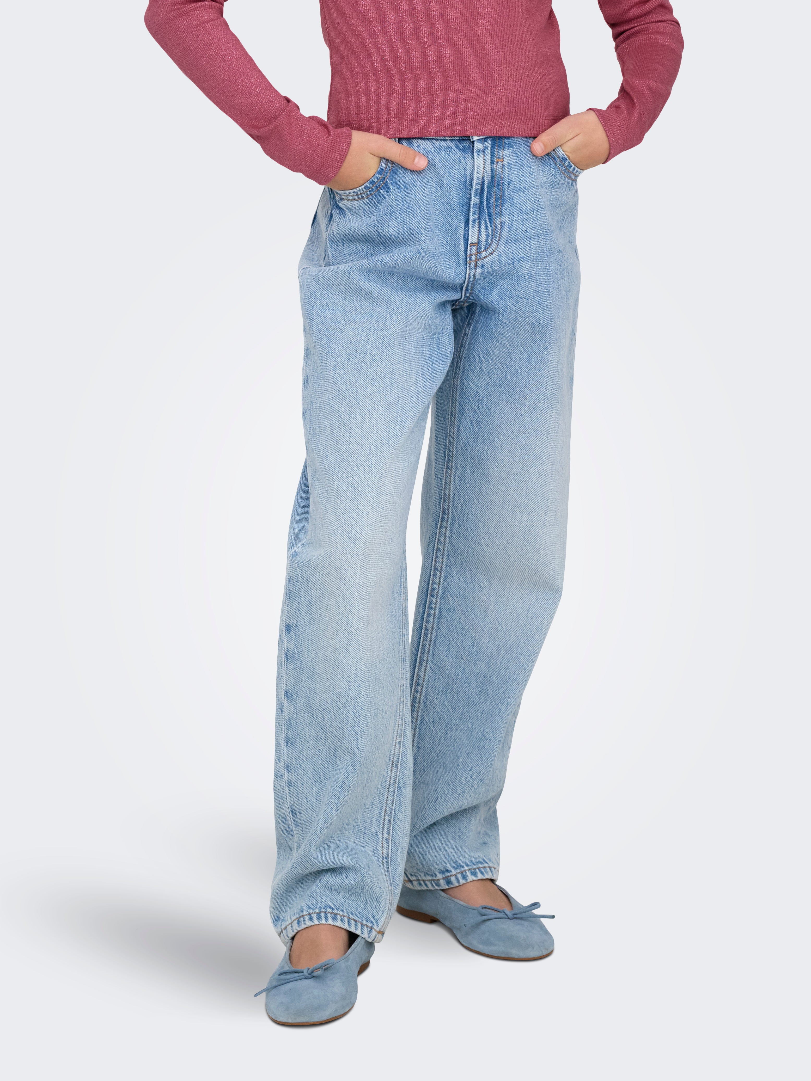 Kogdad Mittlere Taille Gerade Geschnitten Jeans