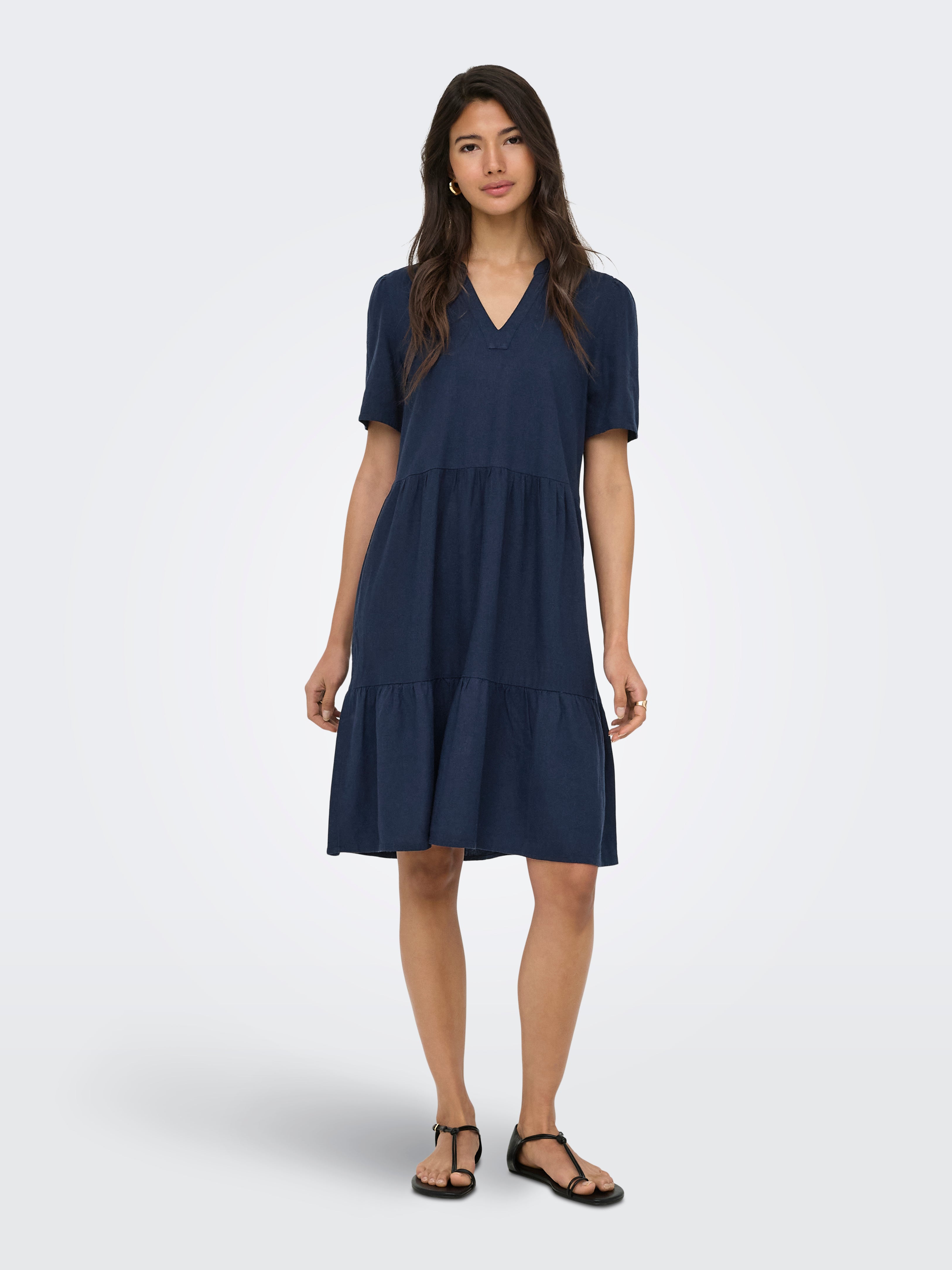 Onltiri-goa Leinen Kurzes Kleid