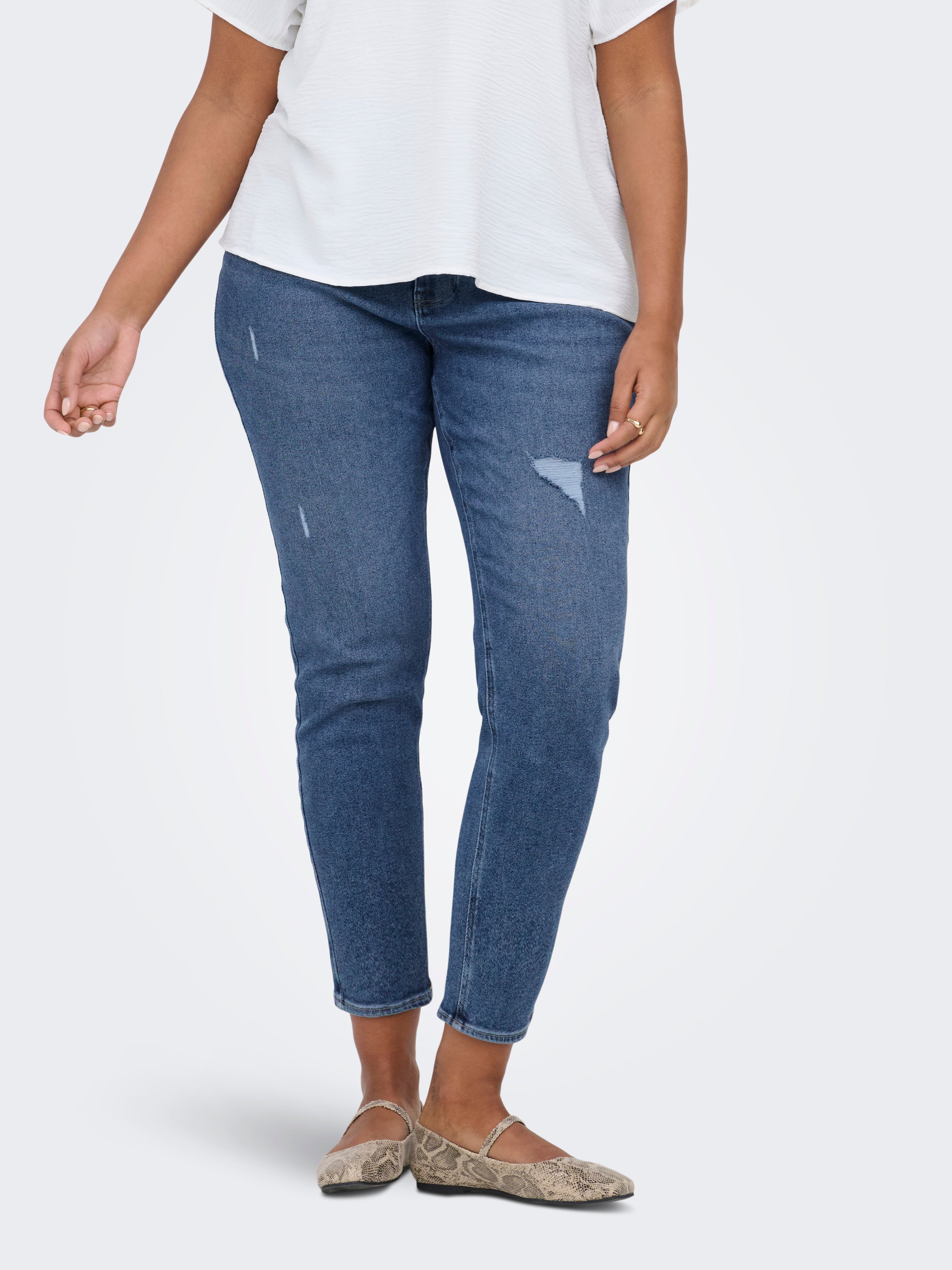 Carcatwalk Hohe Taille Hohe Taille Knöchellang Jeans