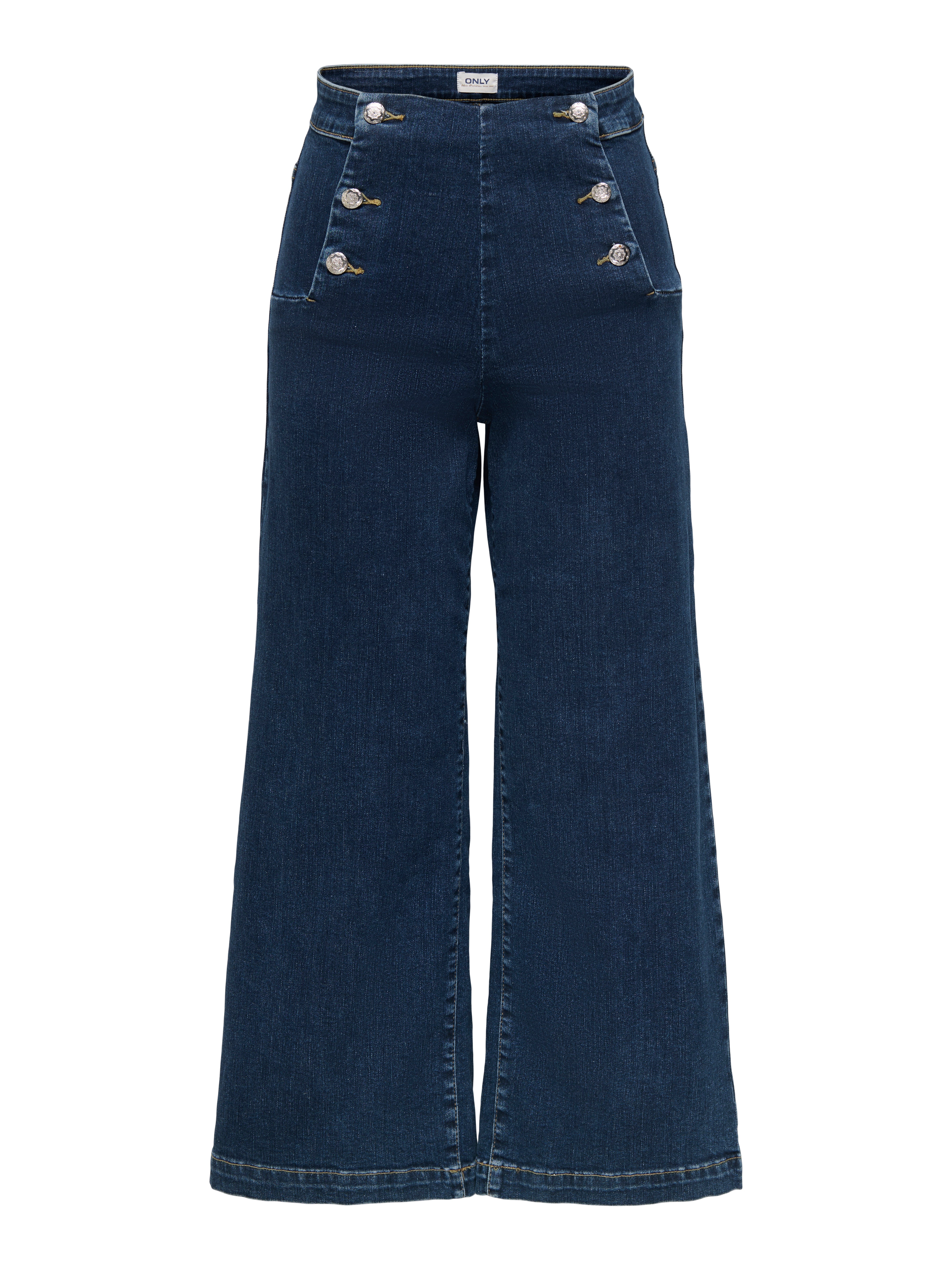 Thumbnail - Onlnew Hohe Taille Weite Passform - Kurz Geschnitten Verkürzt Jeans