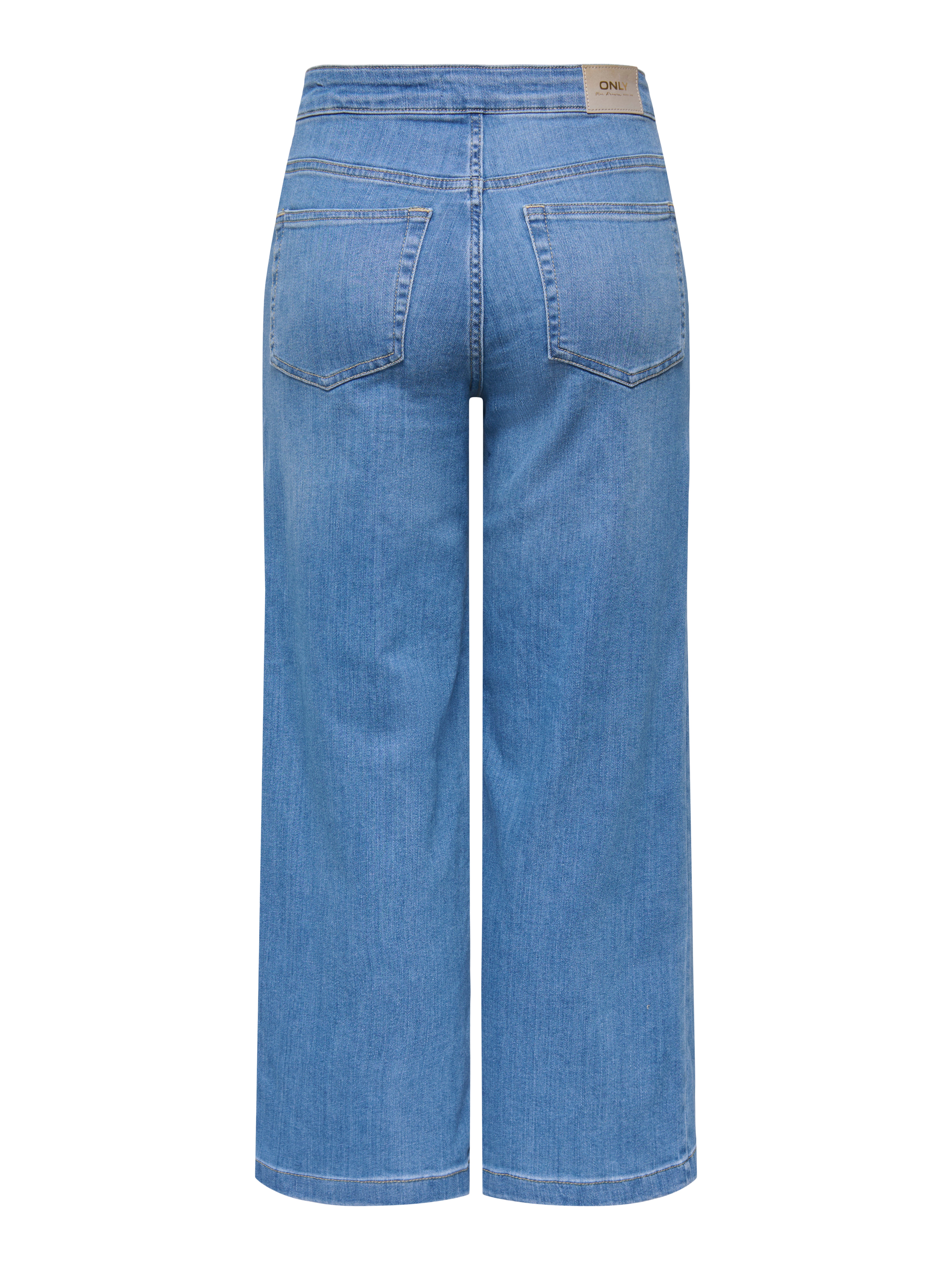 Thumbnail - Onlnew Hohe Taille Weite Passform - Kurz Geschnitten Verkürzt Jeans