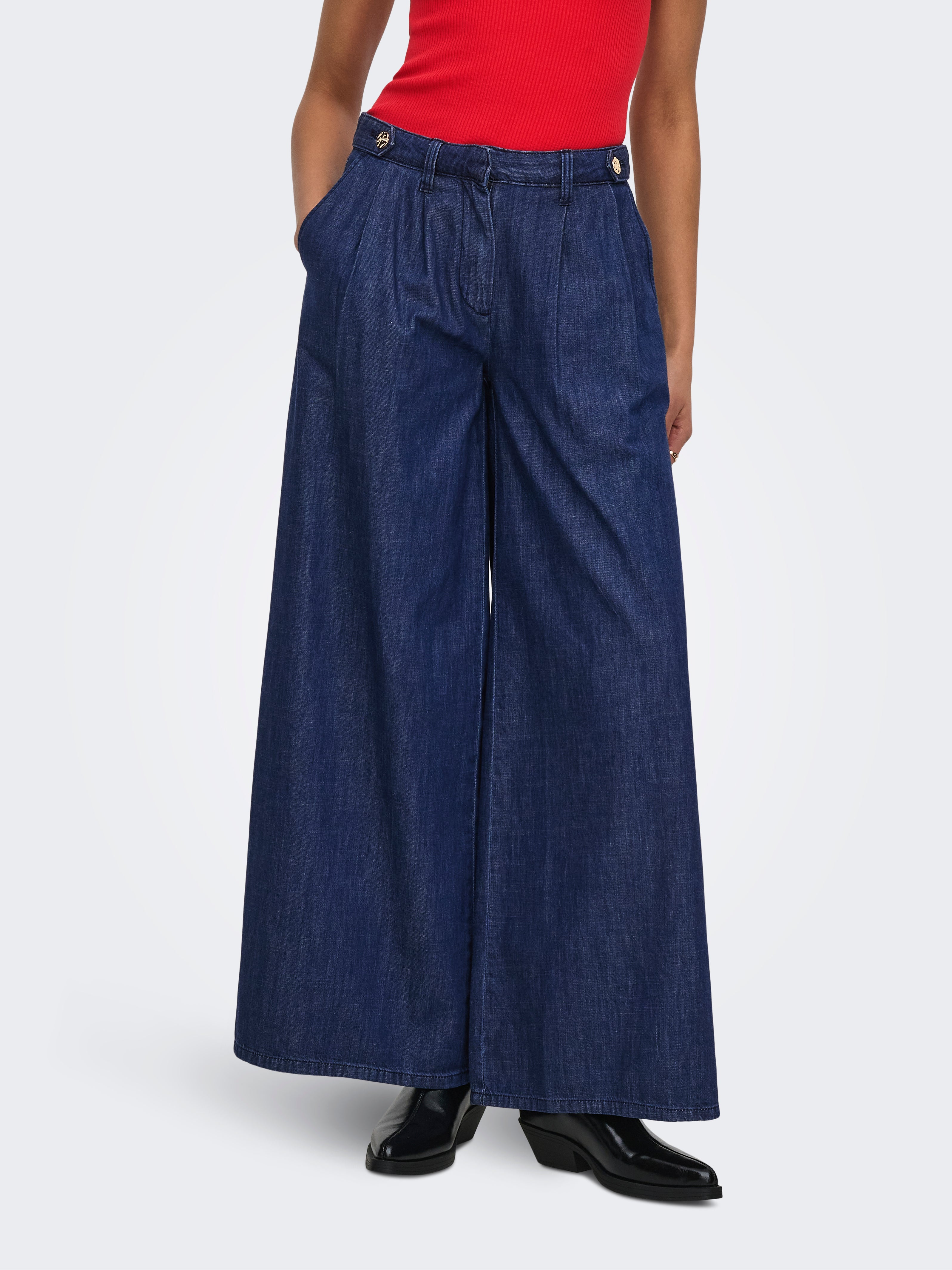 Onlpose Hohe Taille Weiter Beinschnitt Jeans