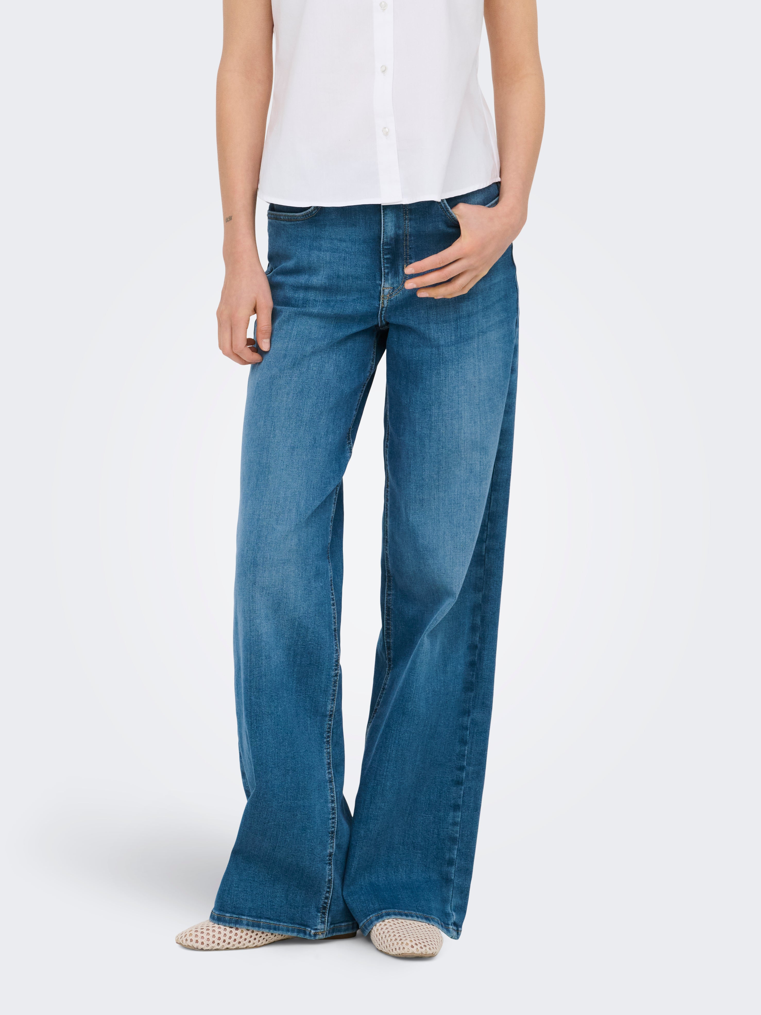 Onlmadison Hohe Taille Weiter Beinschnitt Jeans