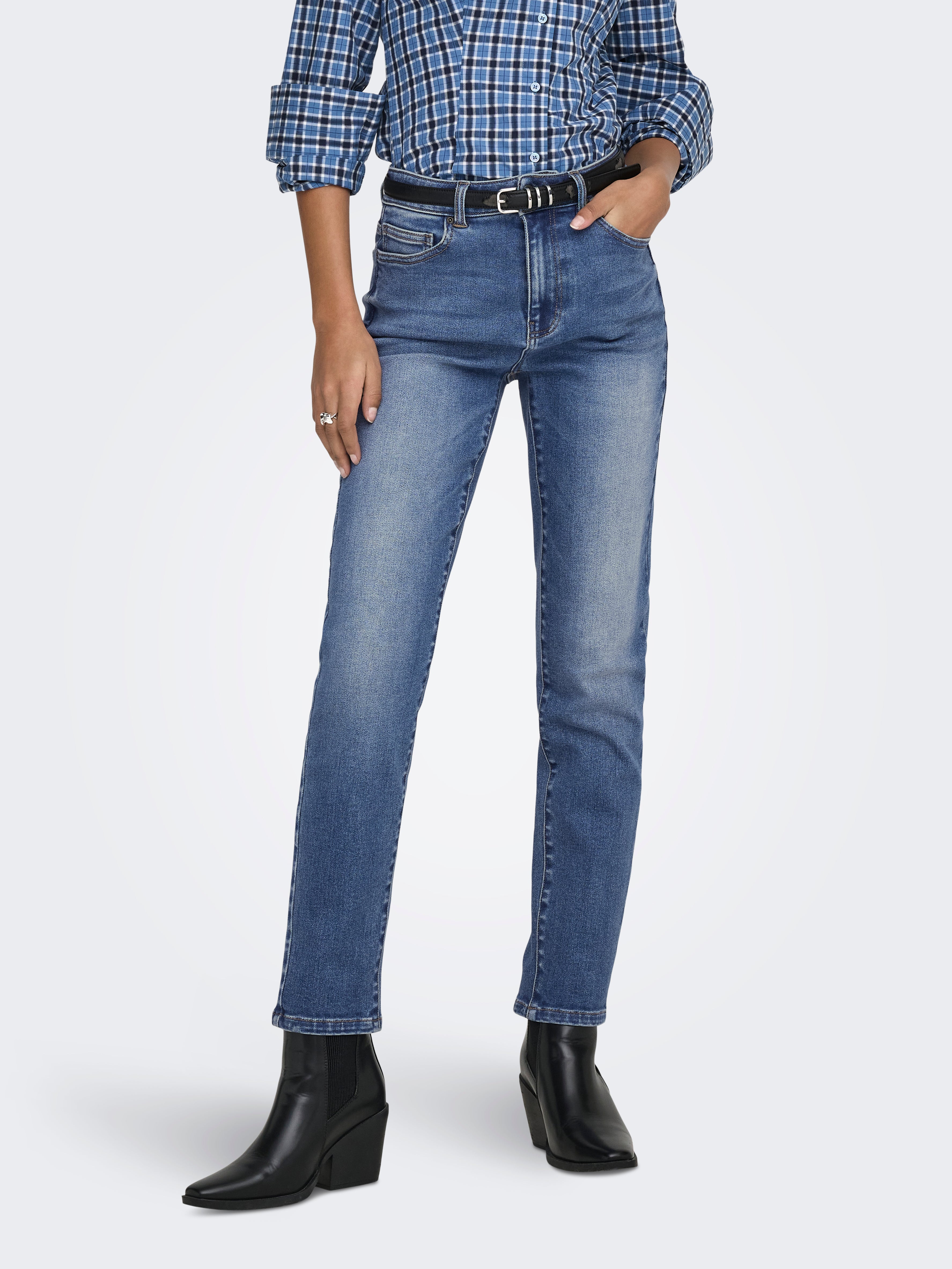 Onlemily-mila Hohe Taille Gerade Geschnitten Jeans