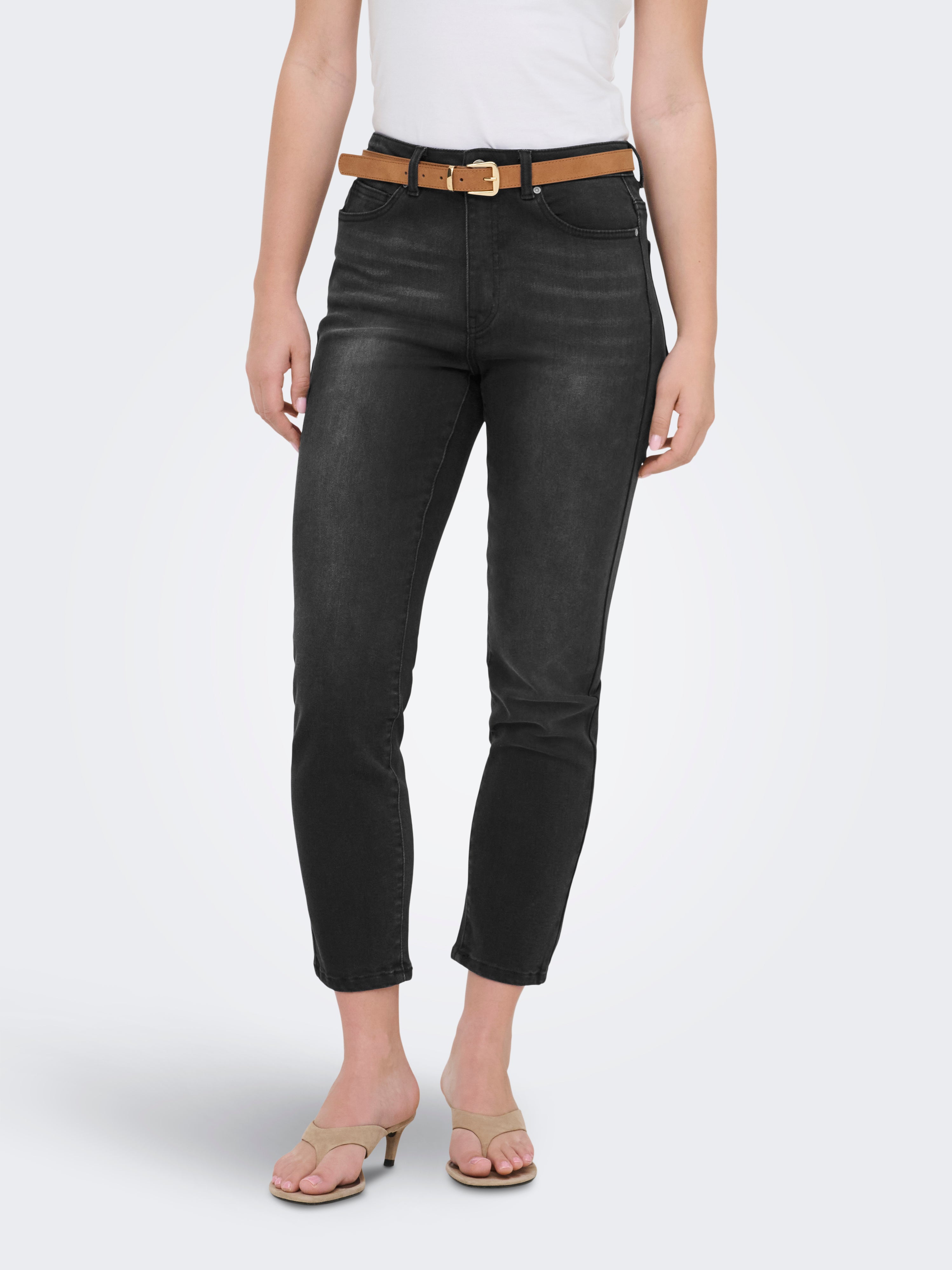 Onlemily-mila Hohe Taille Gerade Geschnitten Knöchellang Jeans