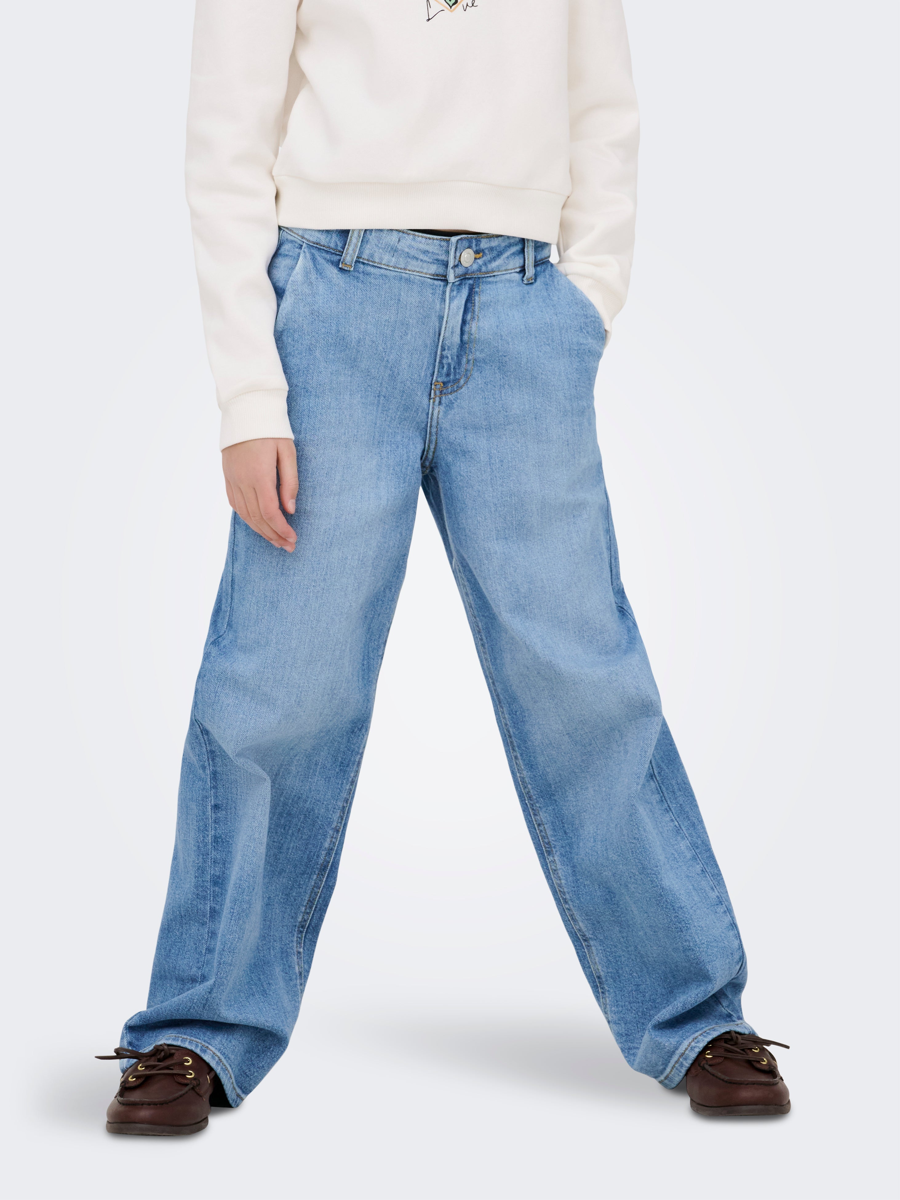 Kogpalma Mittlere Taille Weiter Beinschnitt Jeans